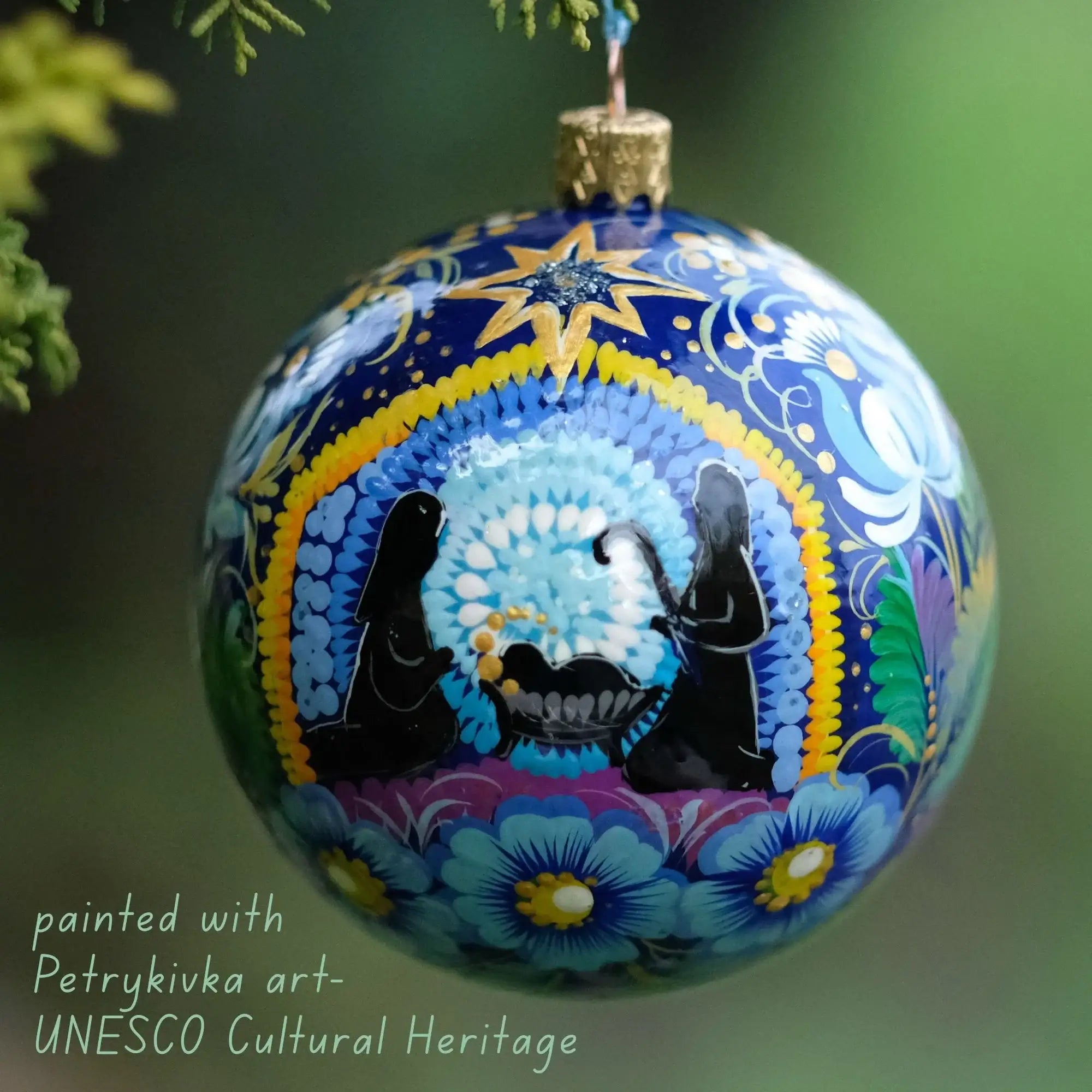 Hand-painted Nativity Scene Christmas Ball Ornament