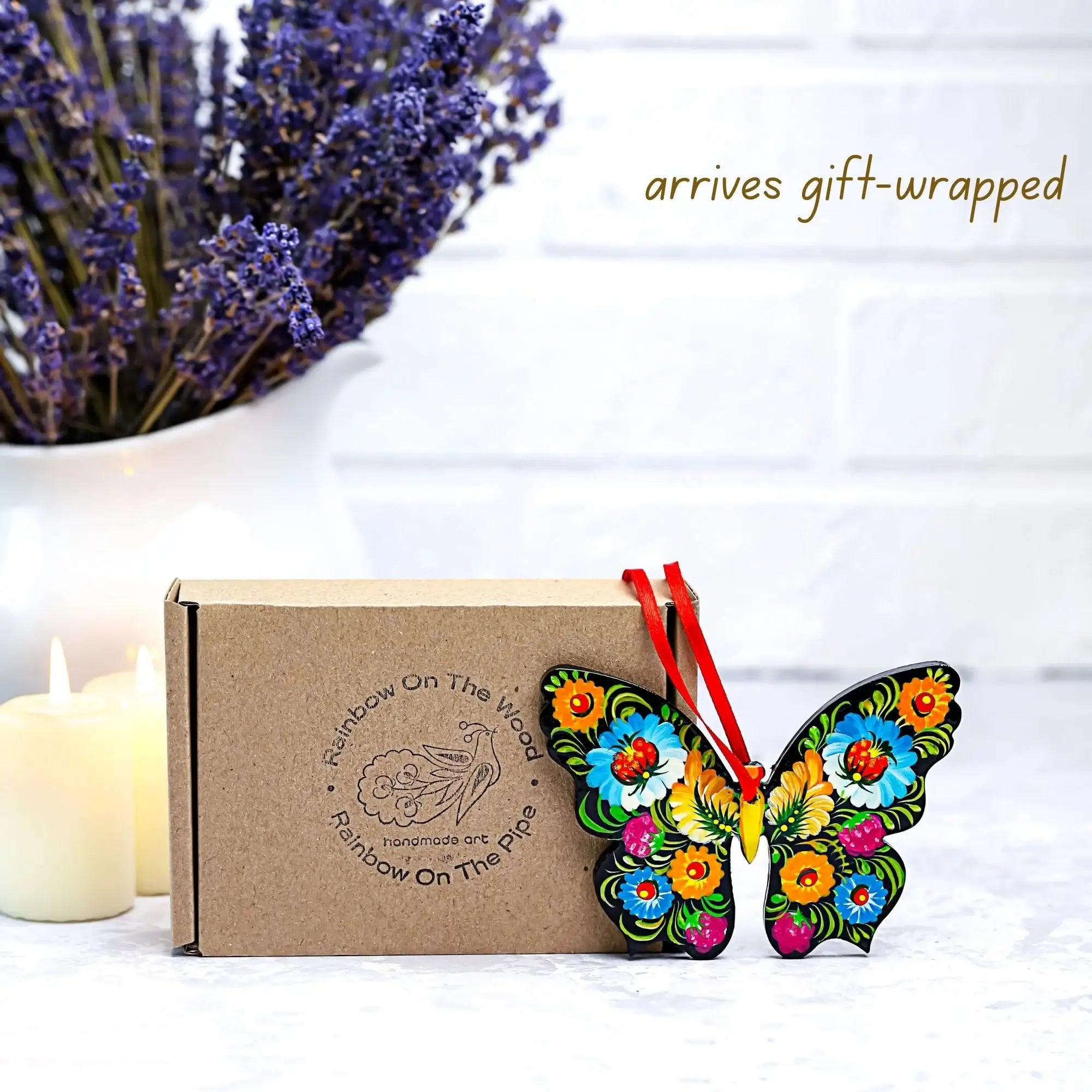 Personalized Butterfly Christmas Ornament - Petrykivka Art