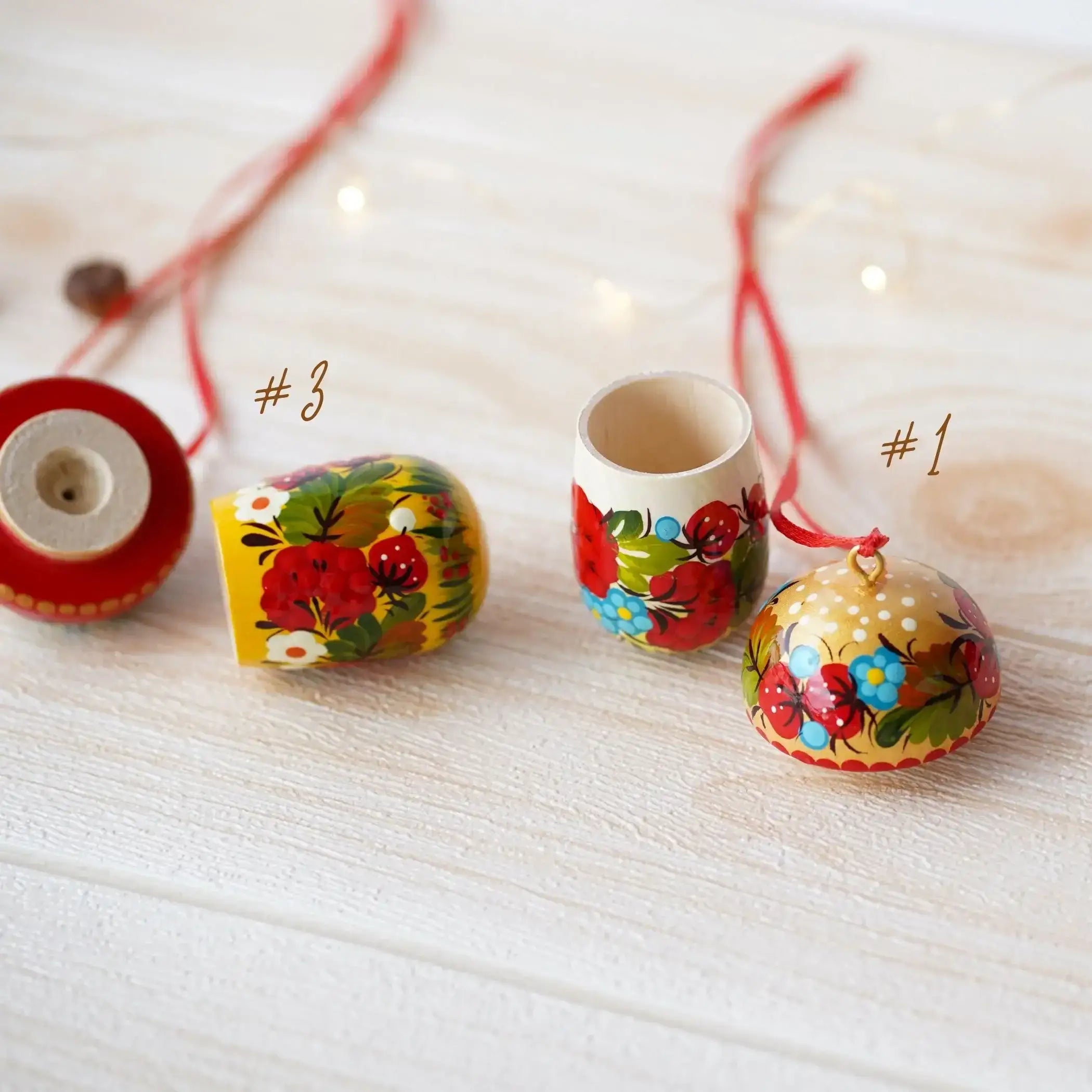 Hand-painted Fillable Wooden Mushroom Christmas Ornament