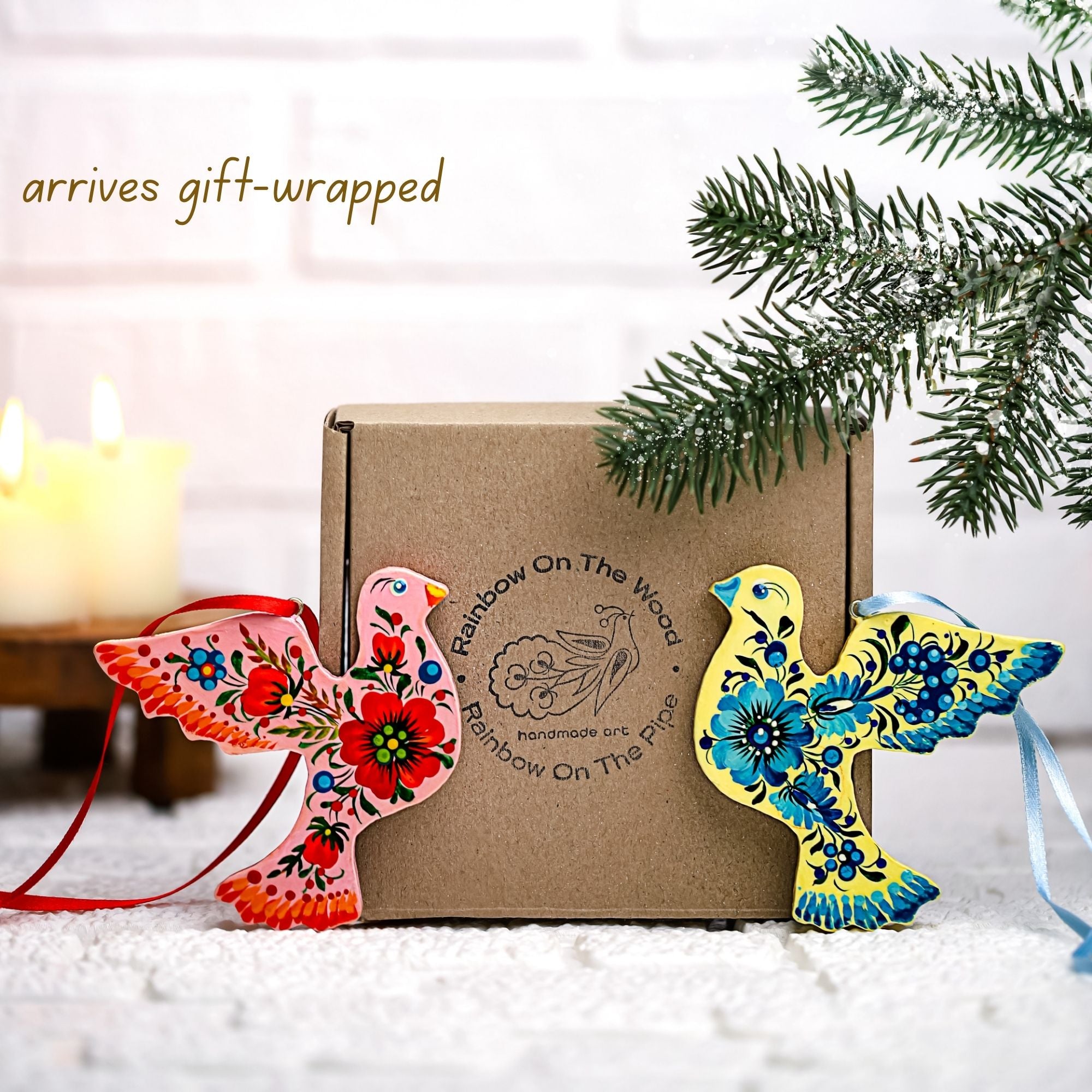 Personalized Painted Wooden Dove Christmas Ornament