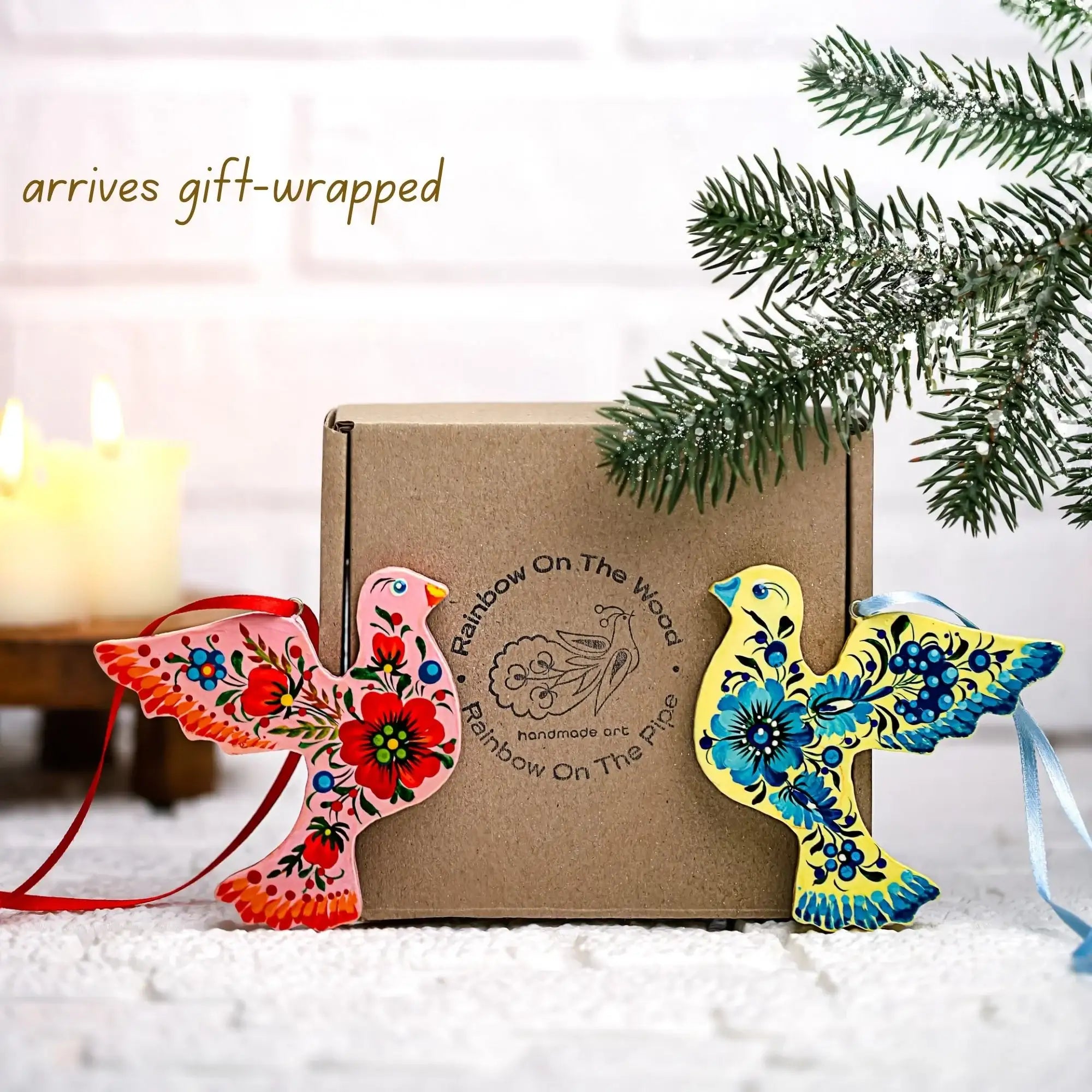 Personalized Painted Wooden Dove Christmas Ornament