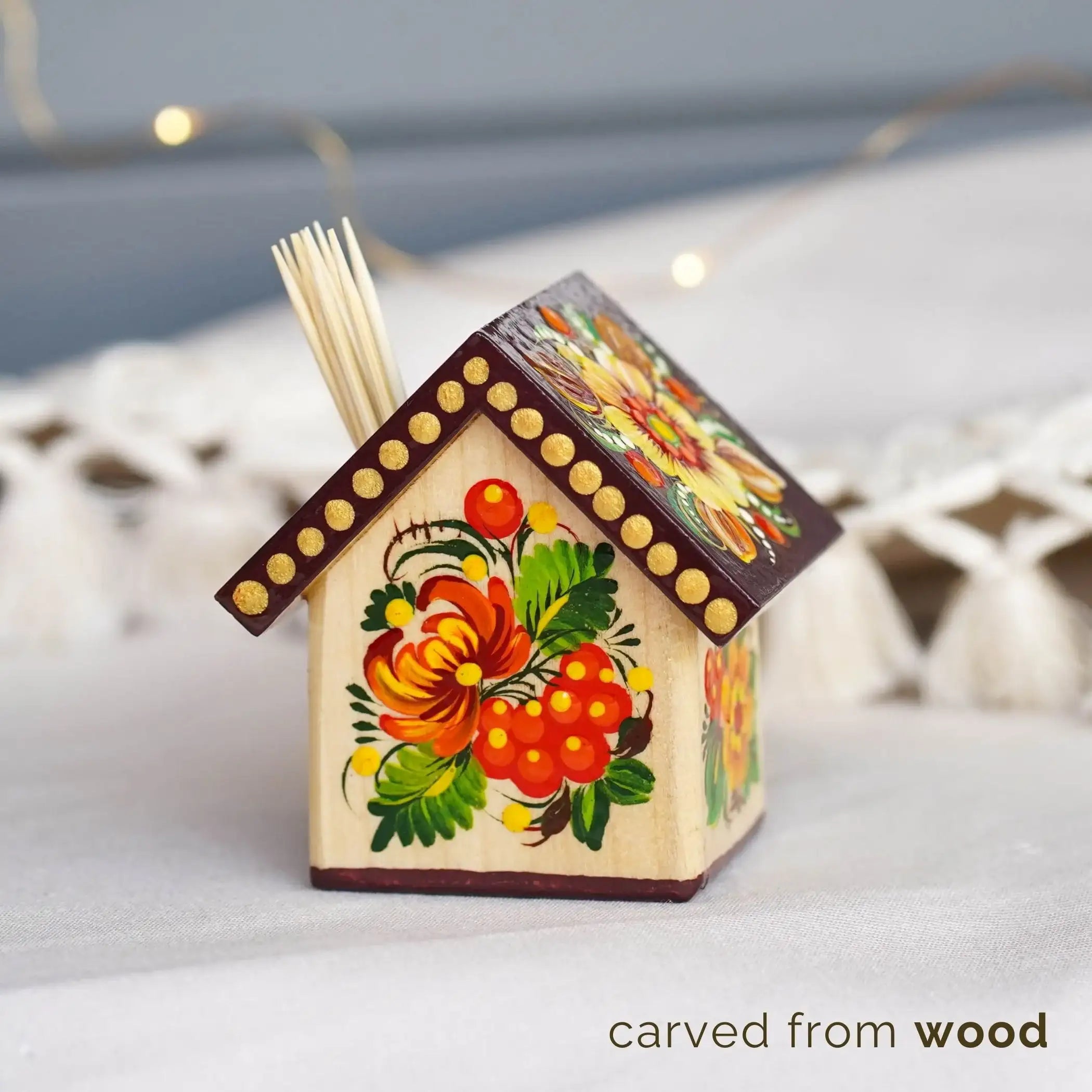 Handmade Wooden Personalized House-shaped Toothpick Holder