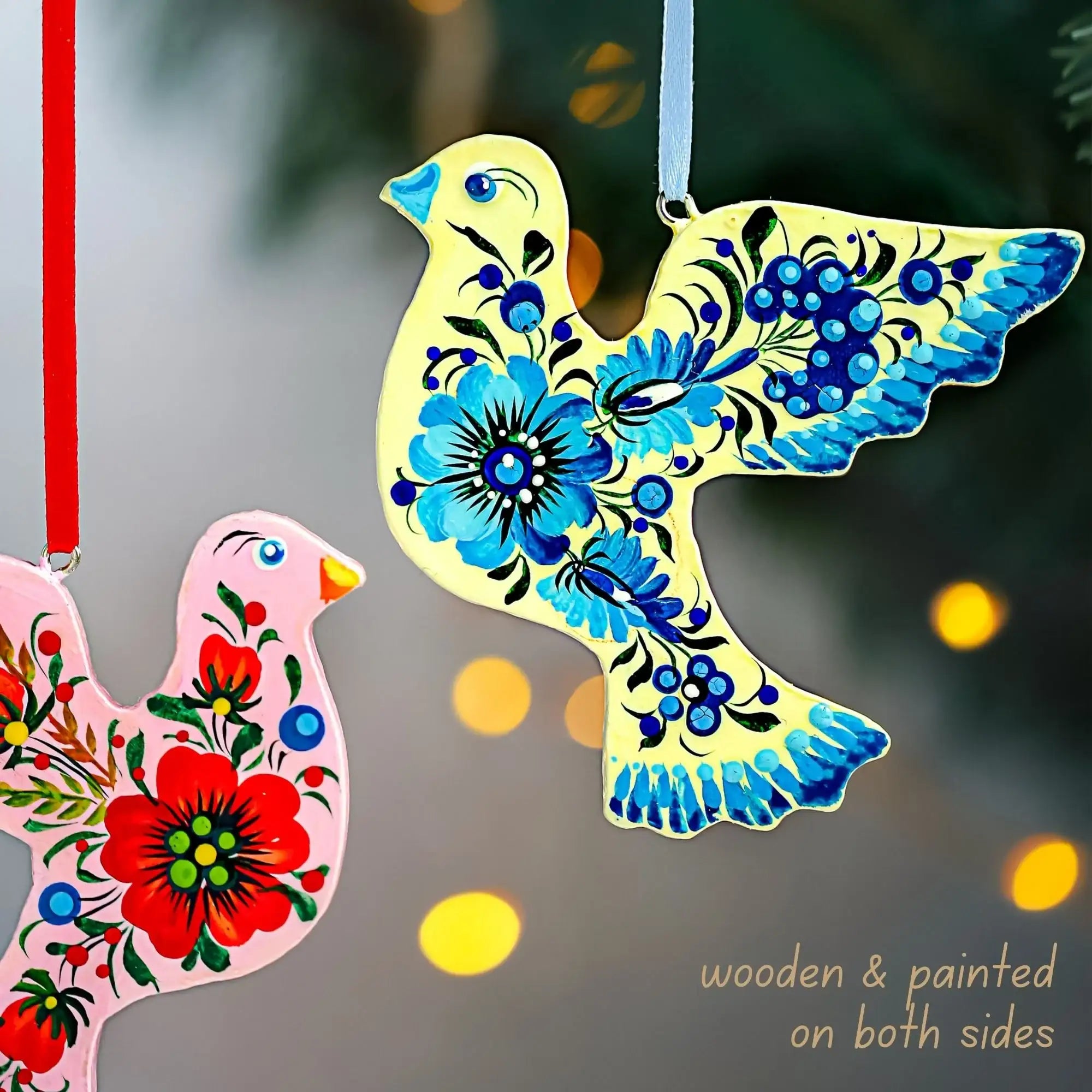 Personalized Painted Wooden Dove Christmas Ornament