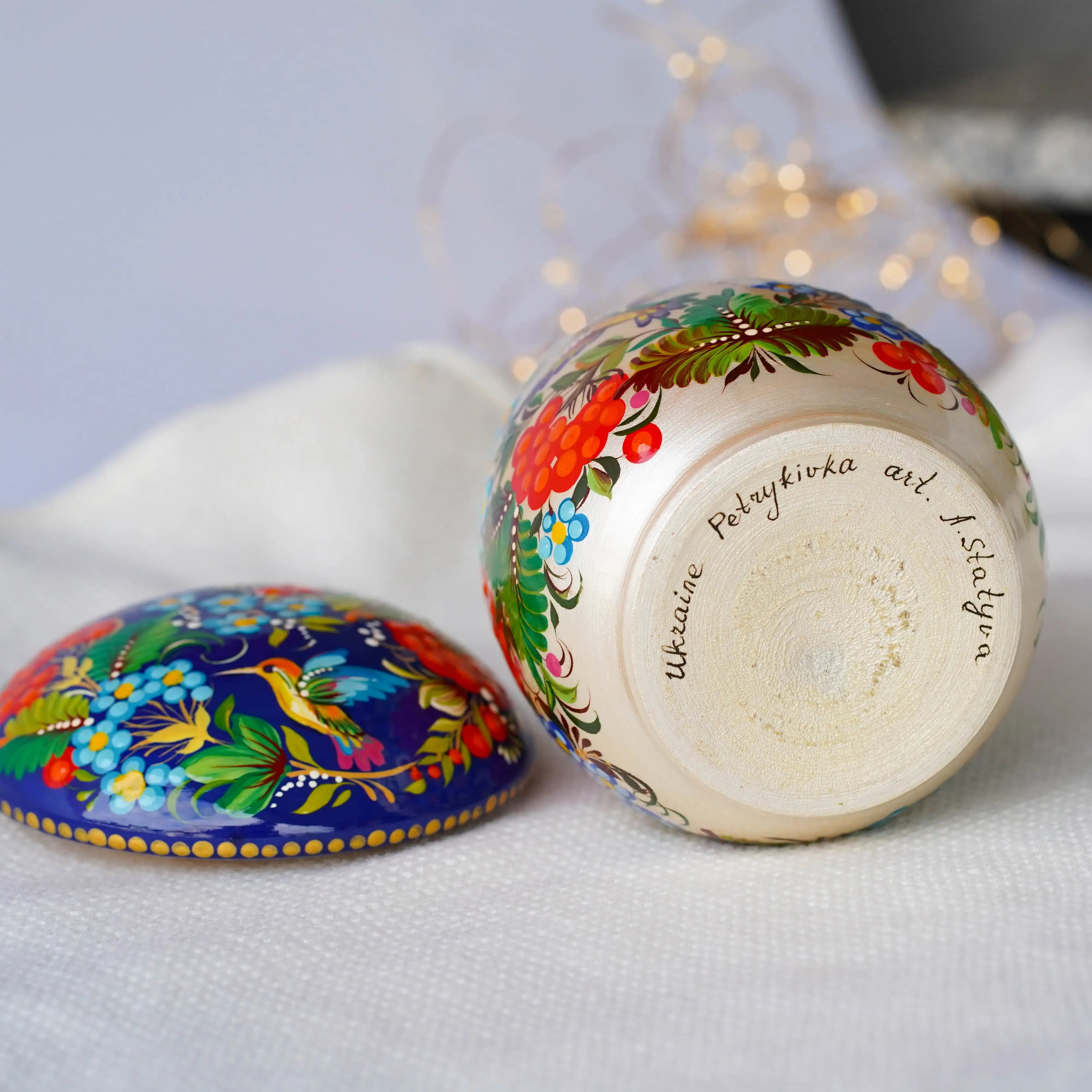 Painted Wooden Hummingbird Jewelry Box 5.1 in