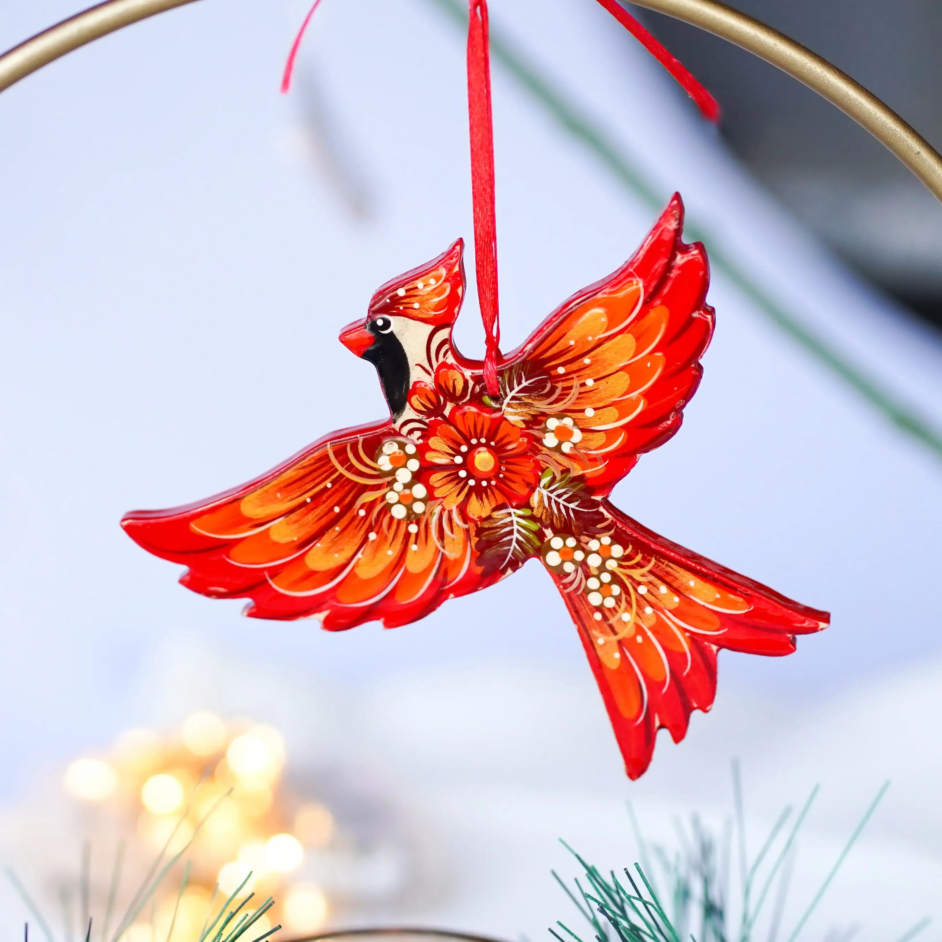 Hand-painted Wooden Cardinal Christmas Ornament