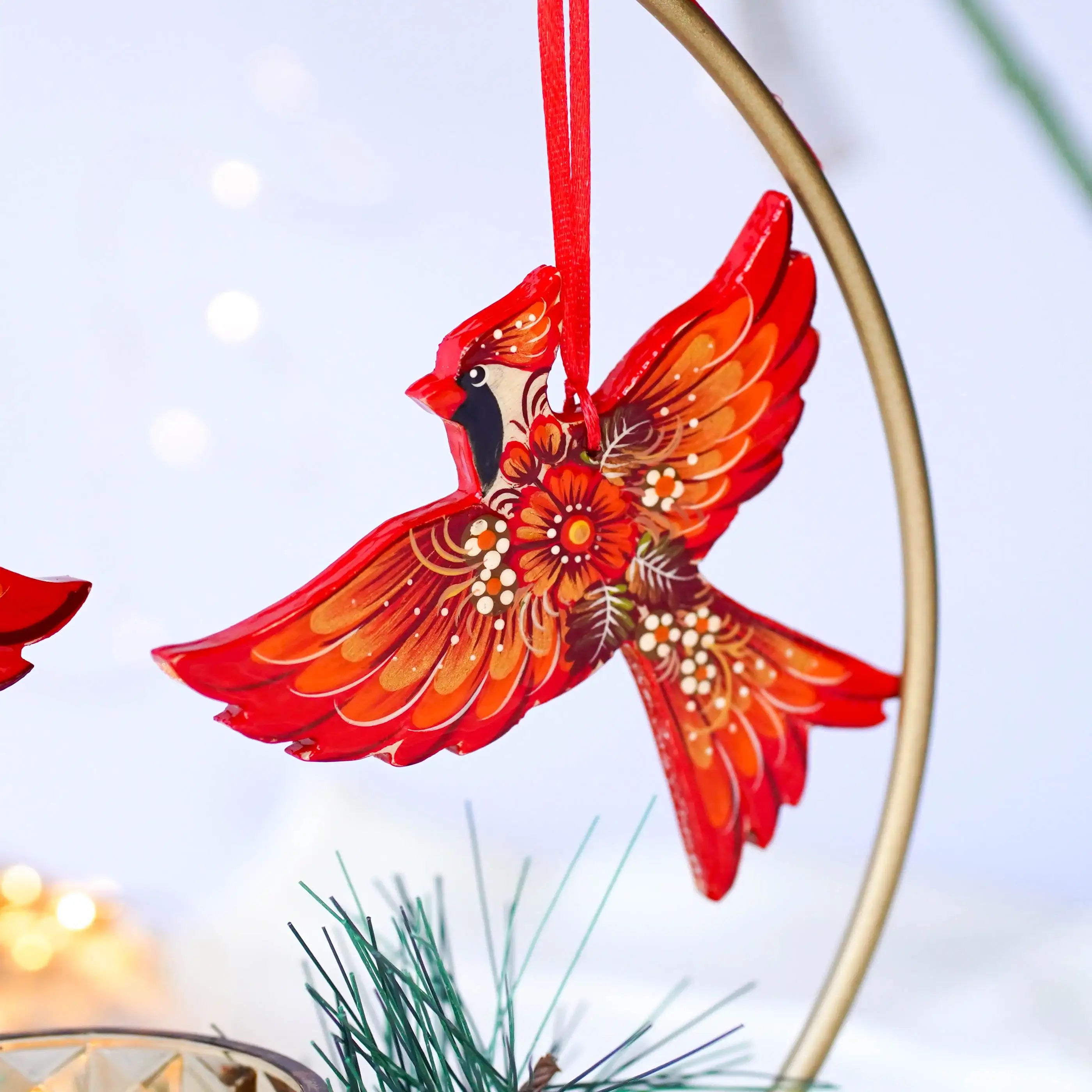 Hand-painted Wooden Cardinal Christmas Ornament