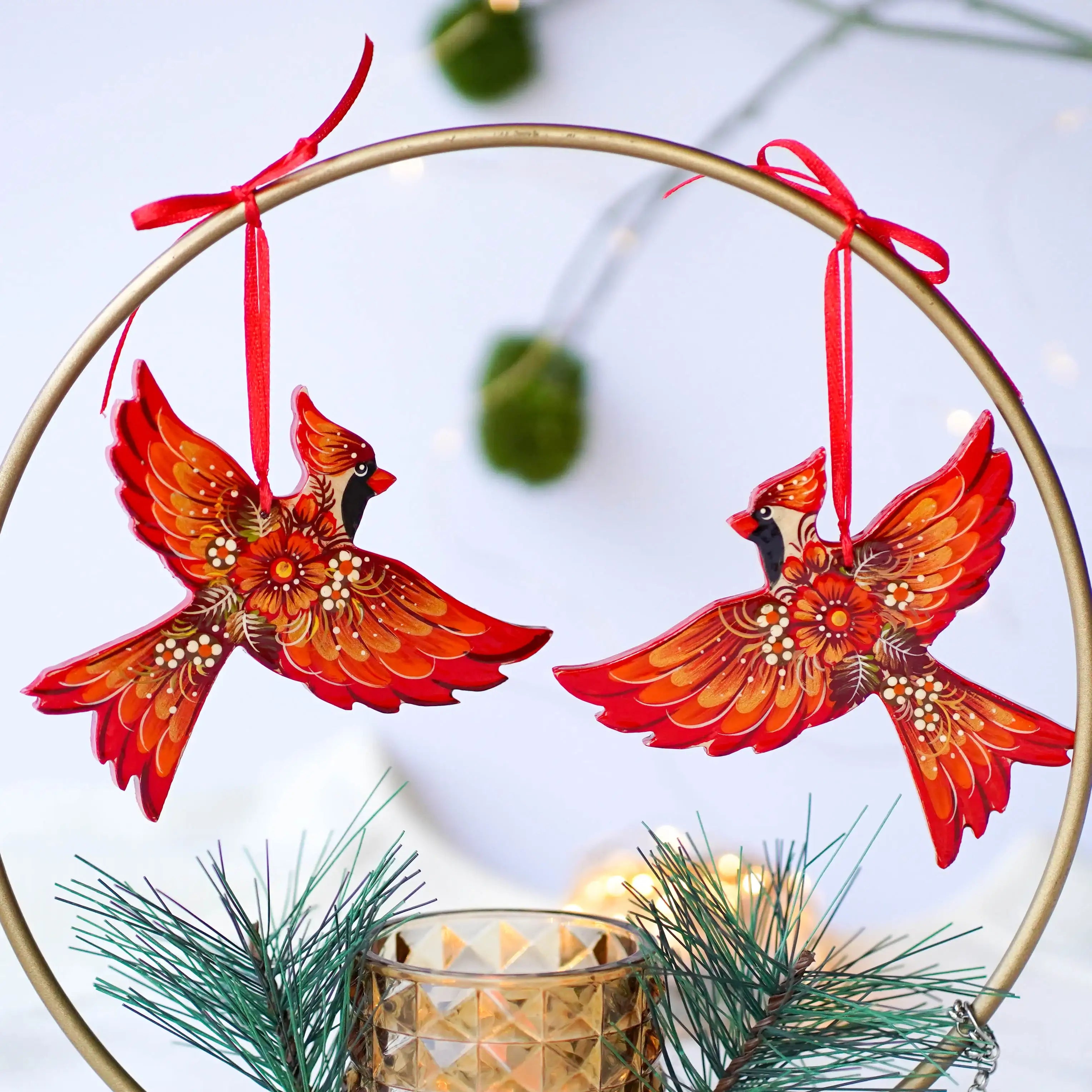 Hand-painted Wooden Cardinal Christmas Ornament