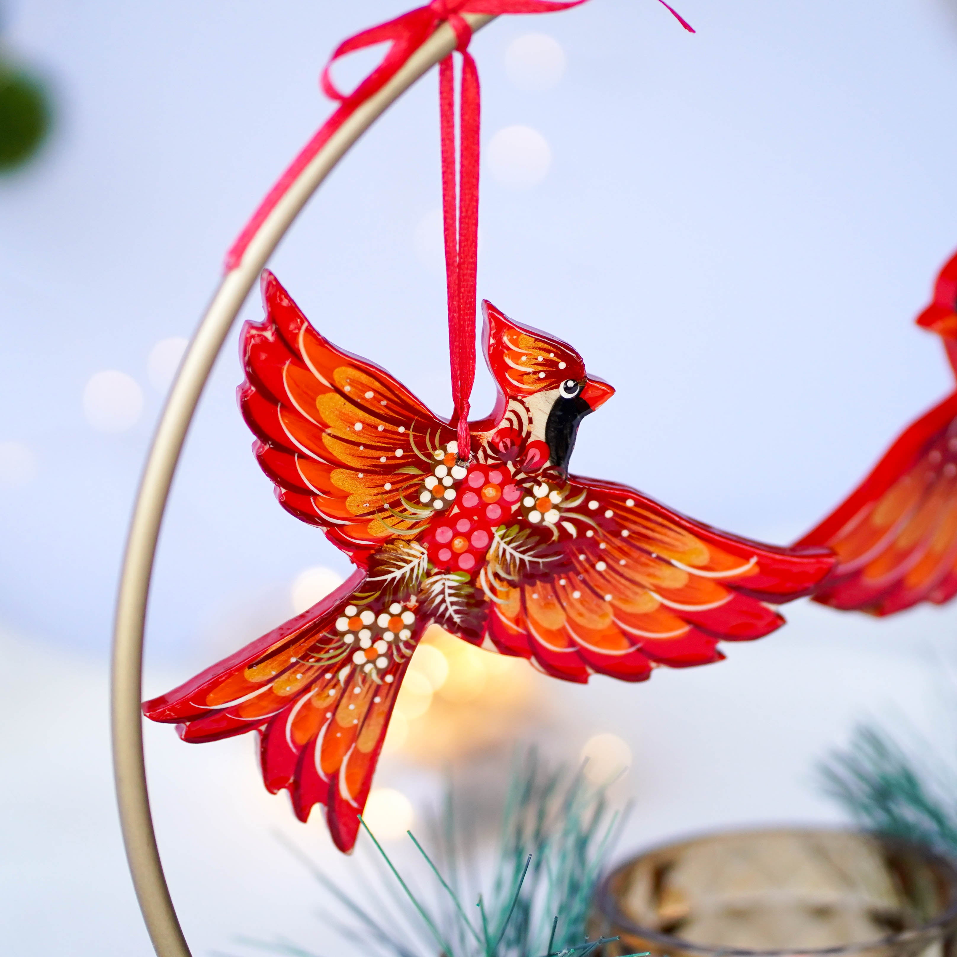 Hand-painted Wooden Cardinal Christmas Ornament
