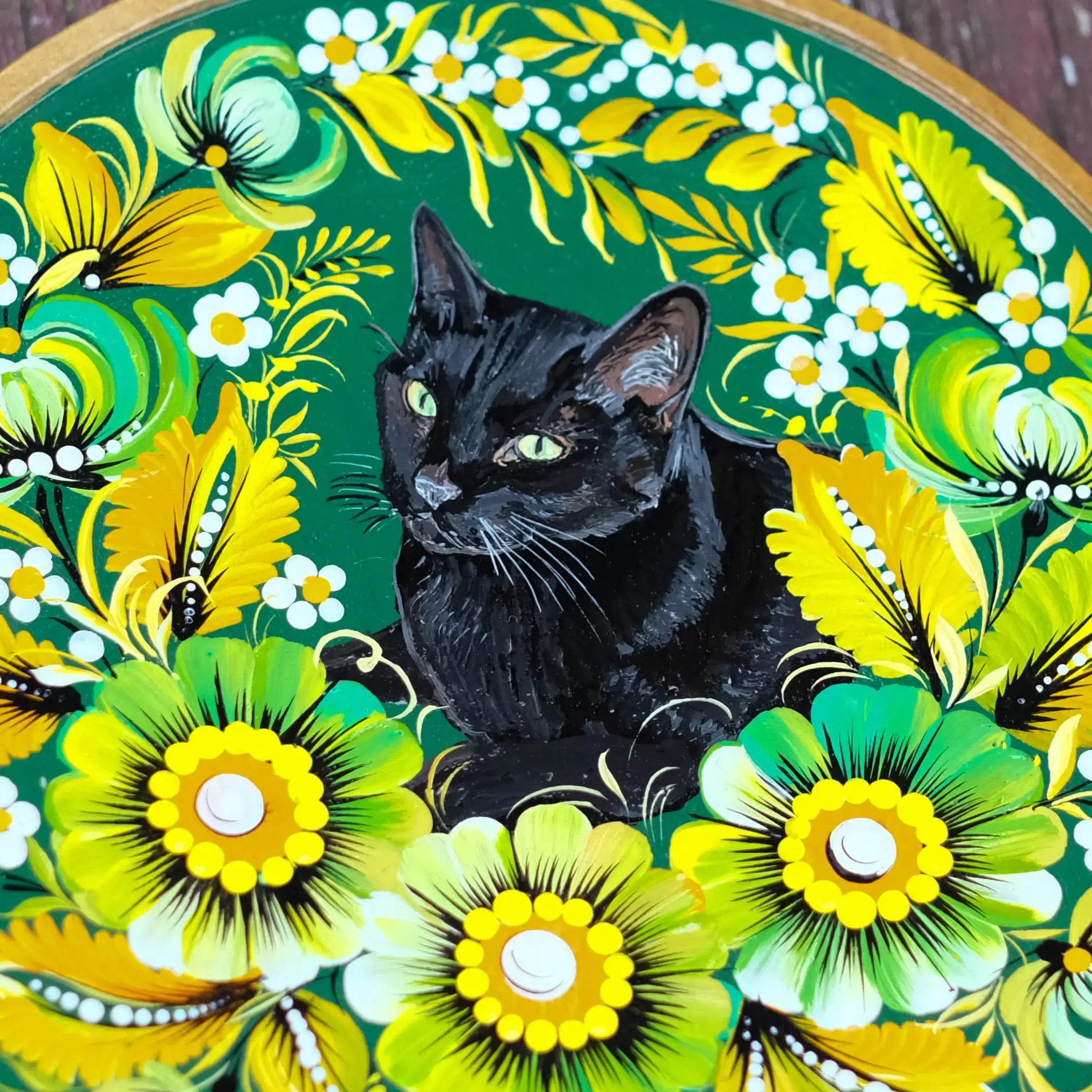 Painted Custom Pet Portrait on Wooden Plate