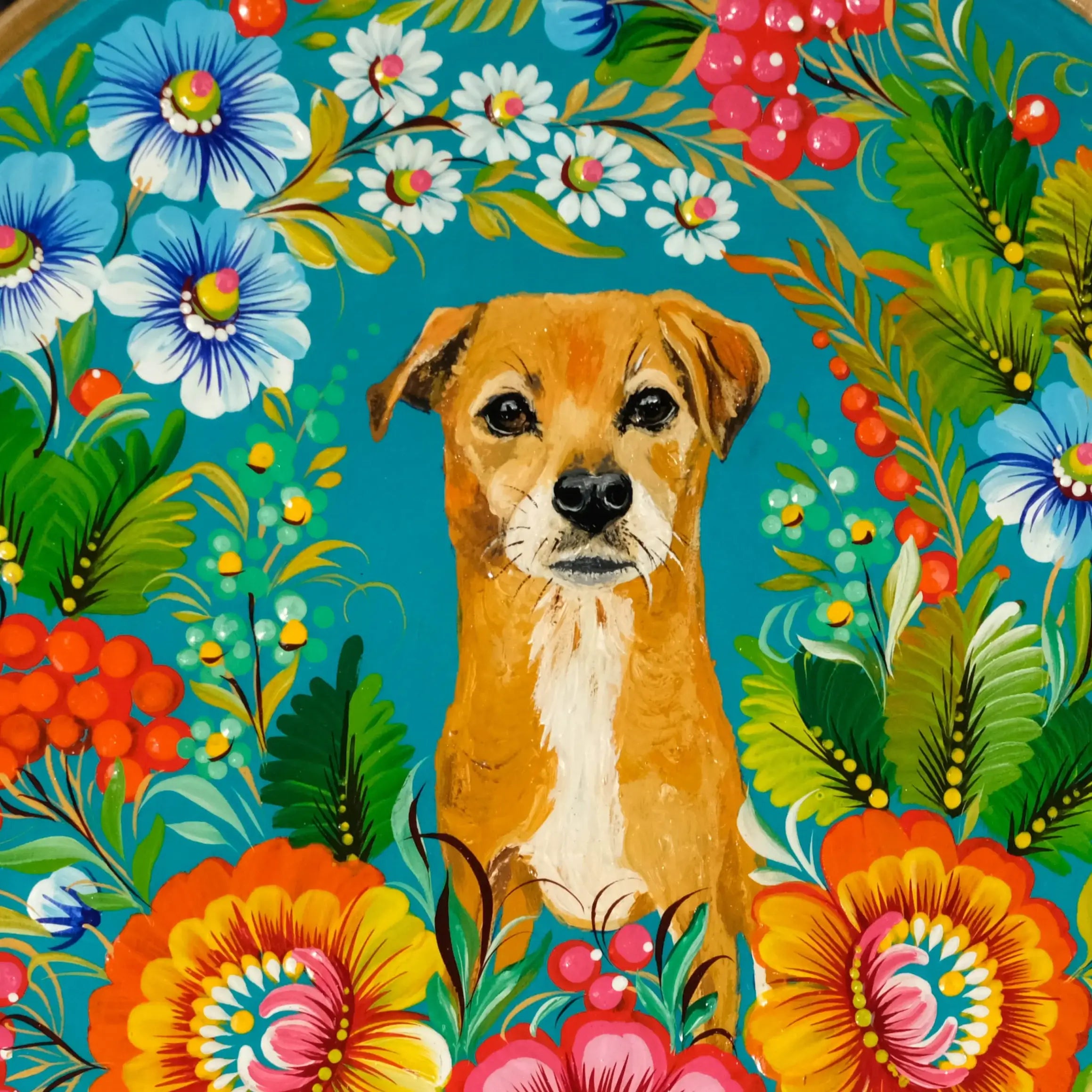 Hand-Painted Custom Pet Portrait on Wooden Plate