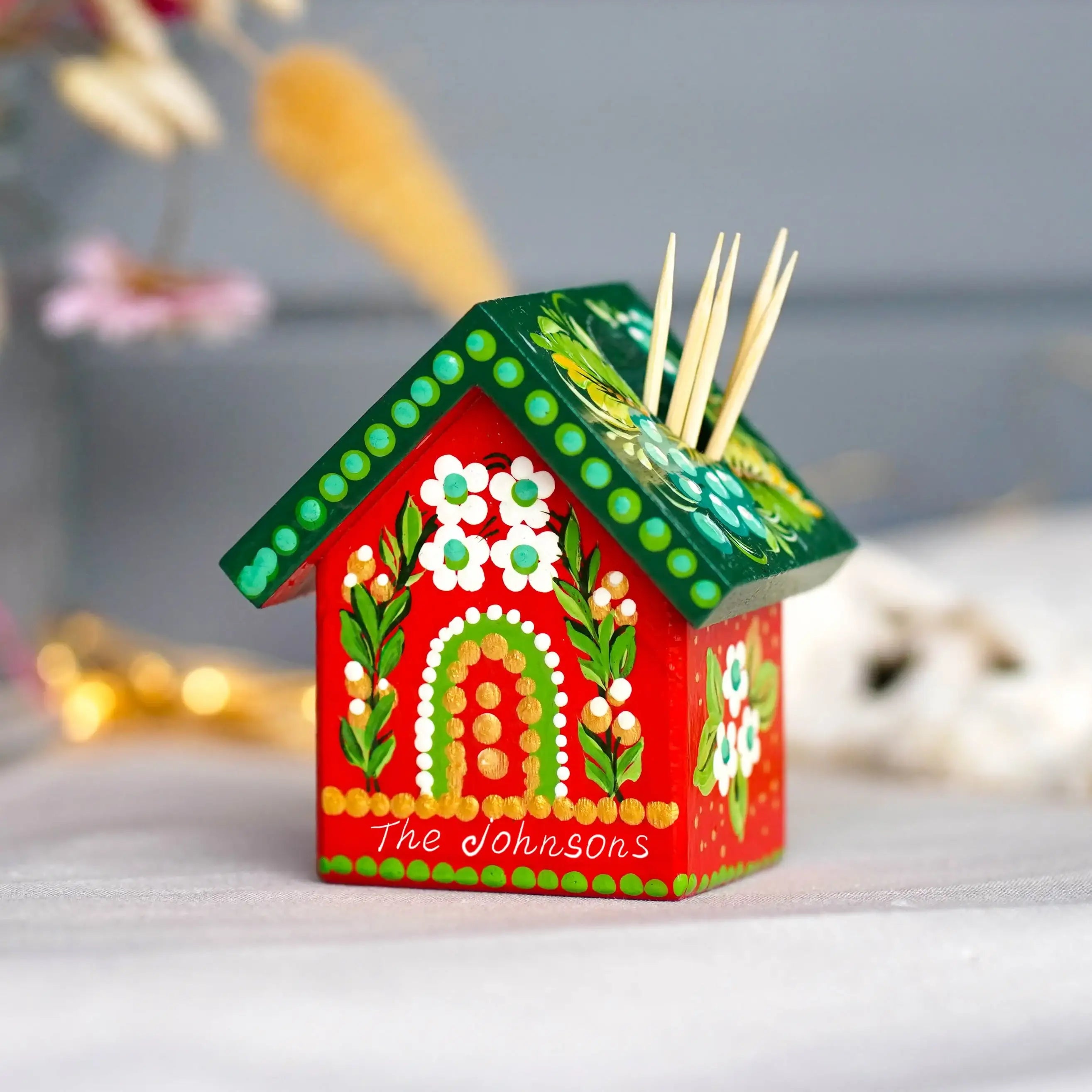 Handmade Wooden Personalized House-shaped Toothpick Holder