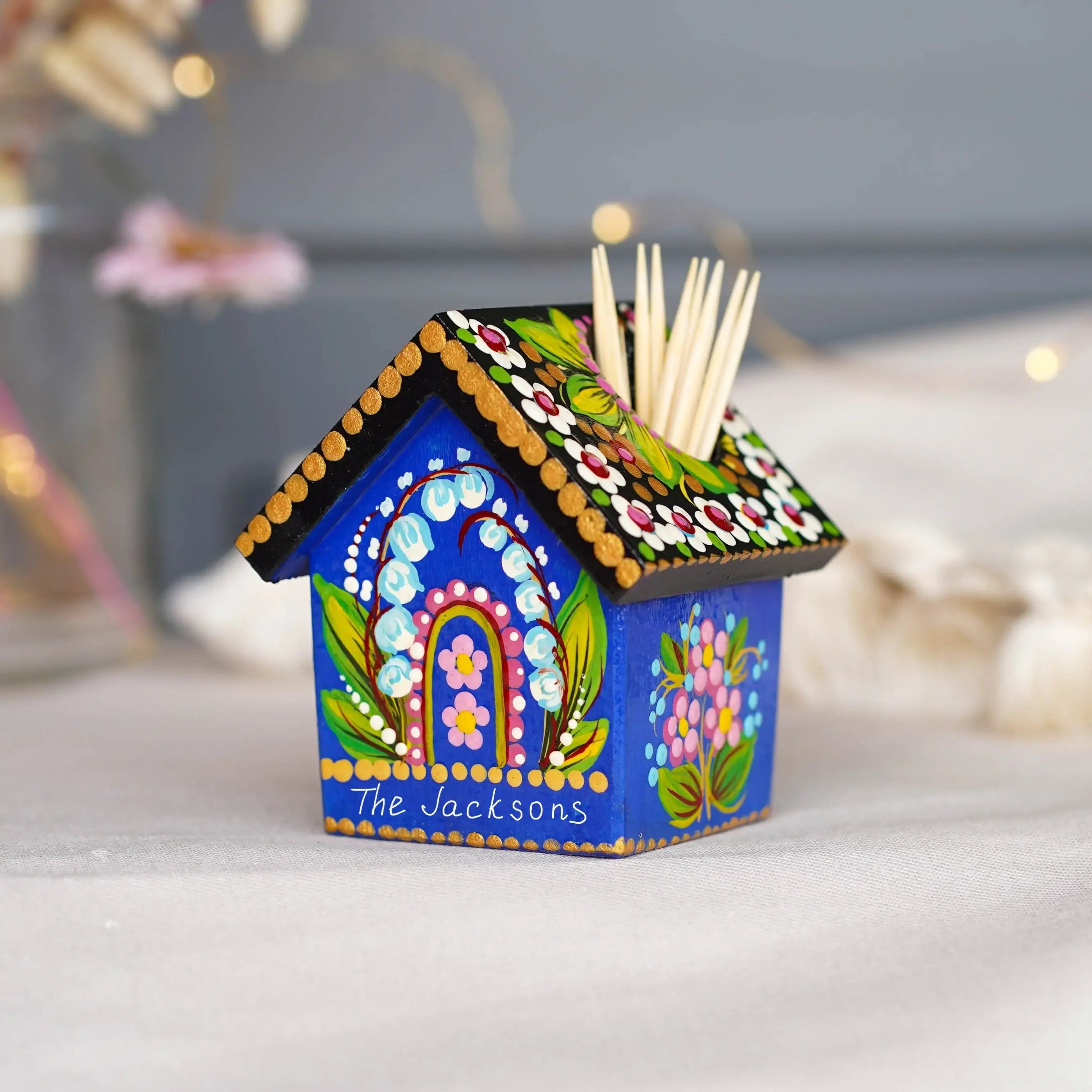 Handmade Wooden Personalized House-shaped Toothpick Holder