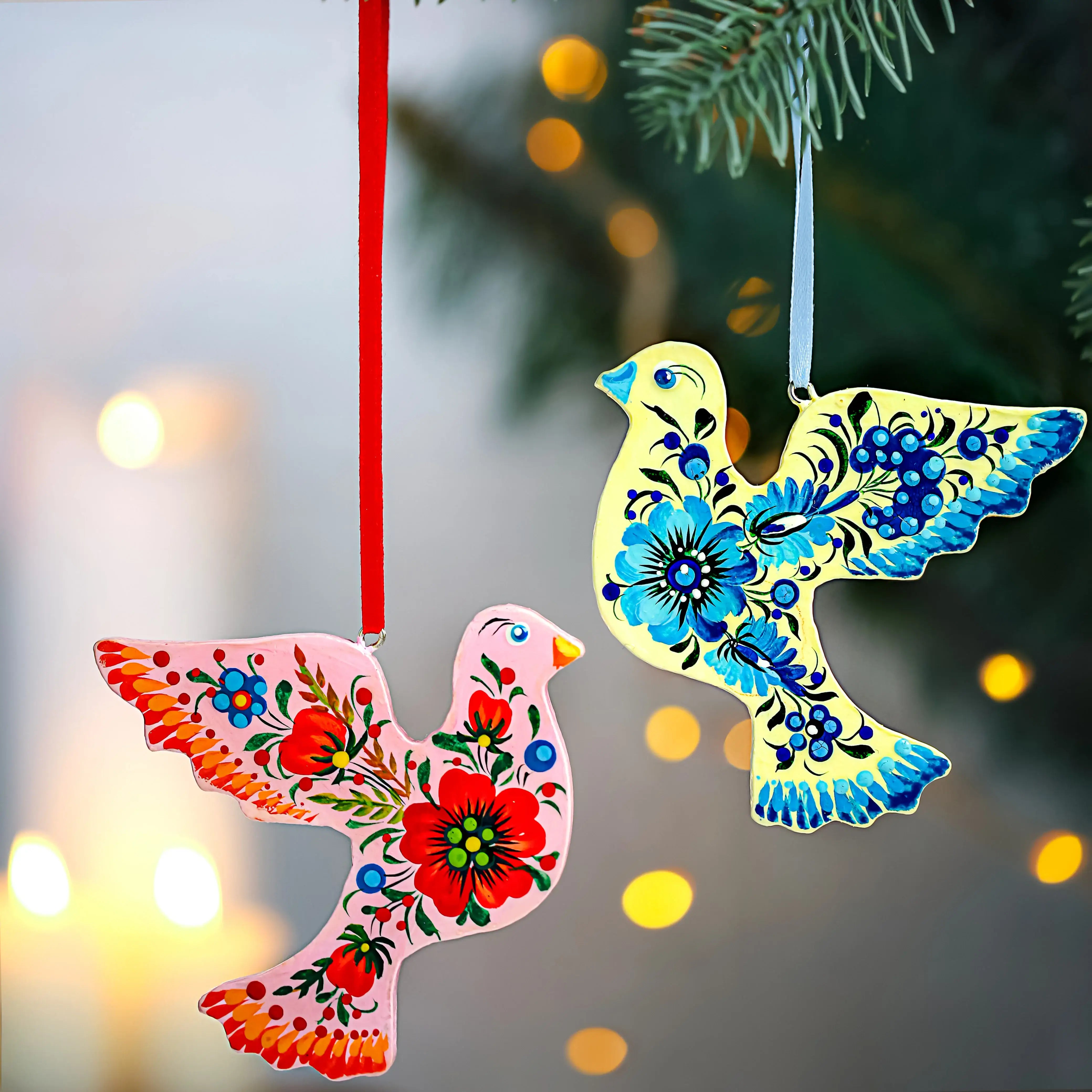 Personalized Painted Wooden Dove Christmas Ornament