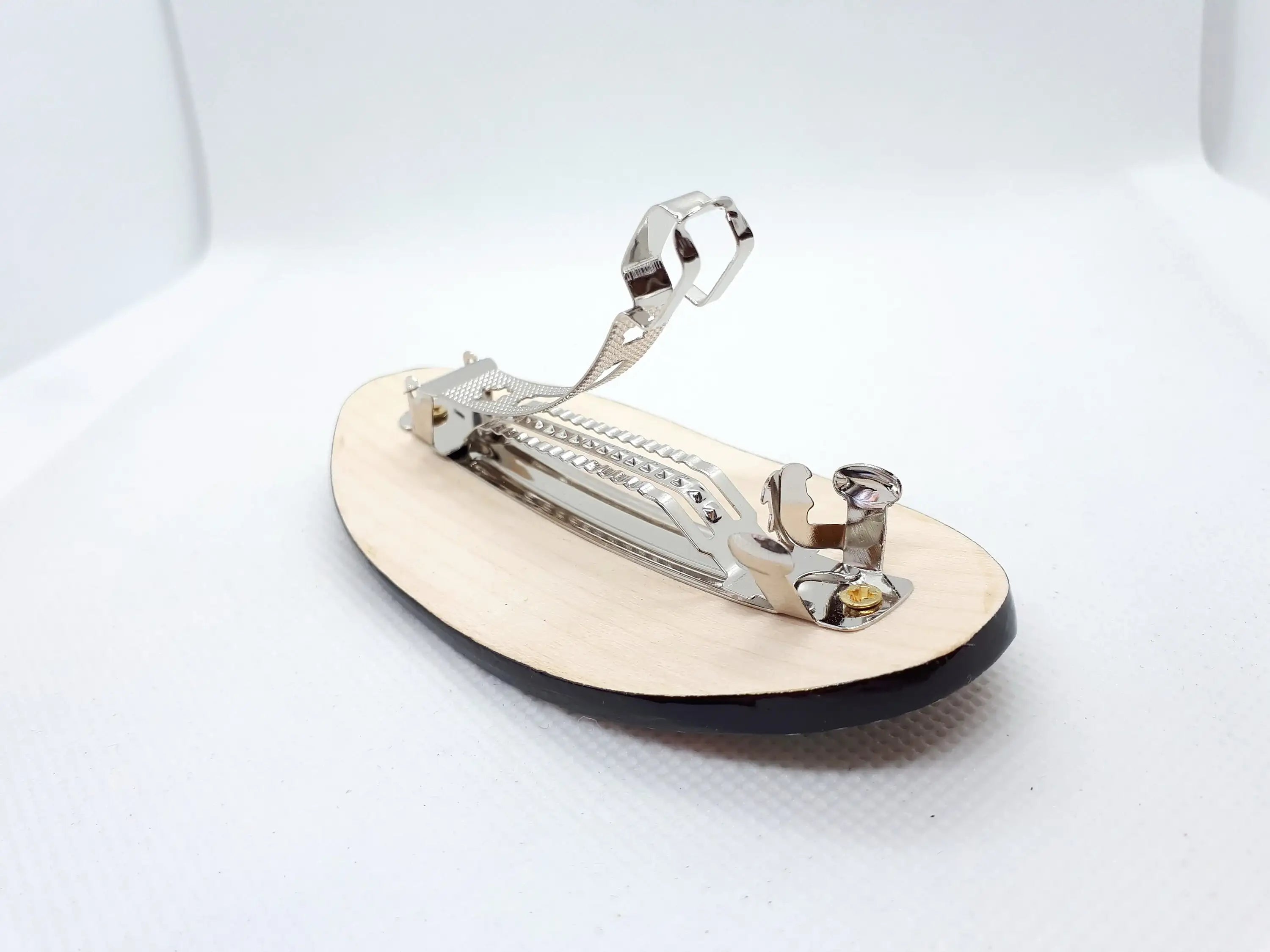 Painted Wooden Mushroom Hair Barrette - Artisanal Petrykivka Art Oval French Hair Clip, Handmade in Ukraine