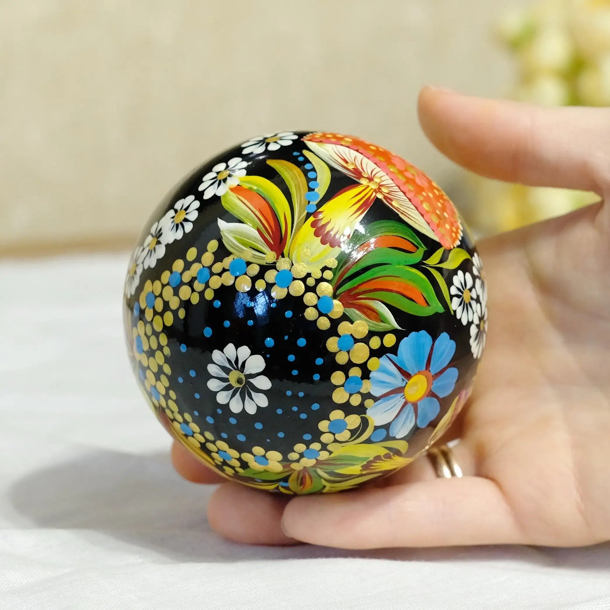 Personalized Painted Mushroom Christmas Ornament - Handmade Christmas Tree Decoration, Petrykivka Art