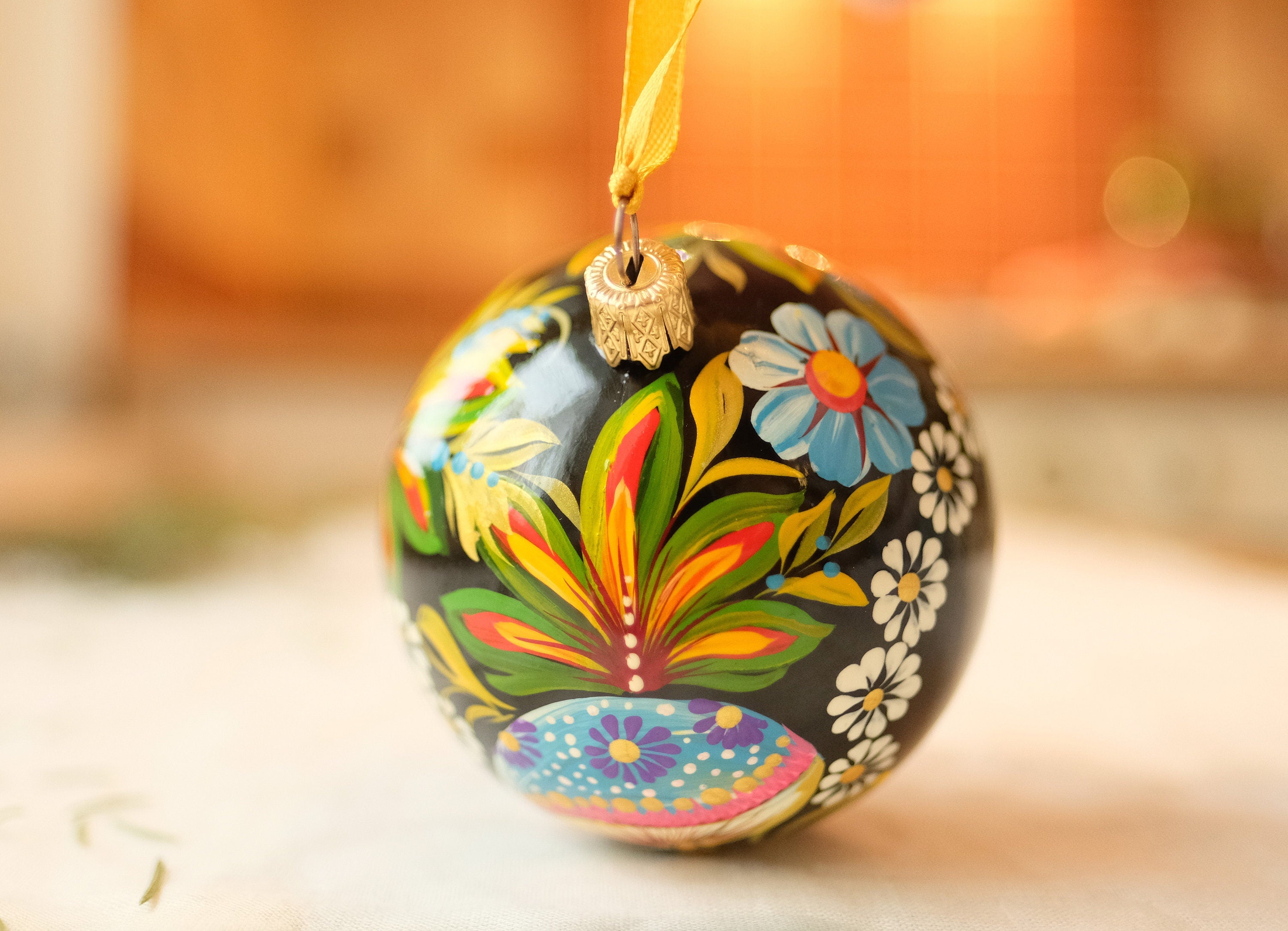 Personalized Painted Mushroom Christmas Ornament - Handmade Christmas Tree Decoration, Petrykivka Art