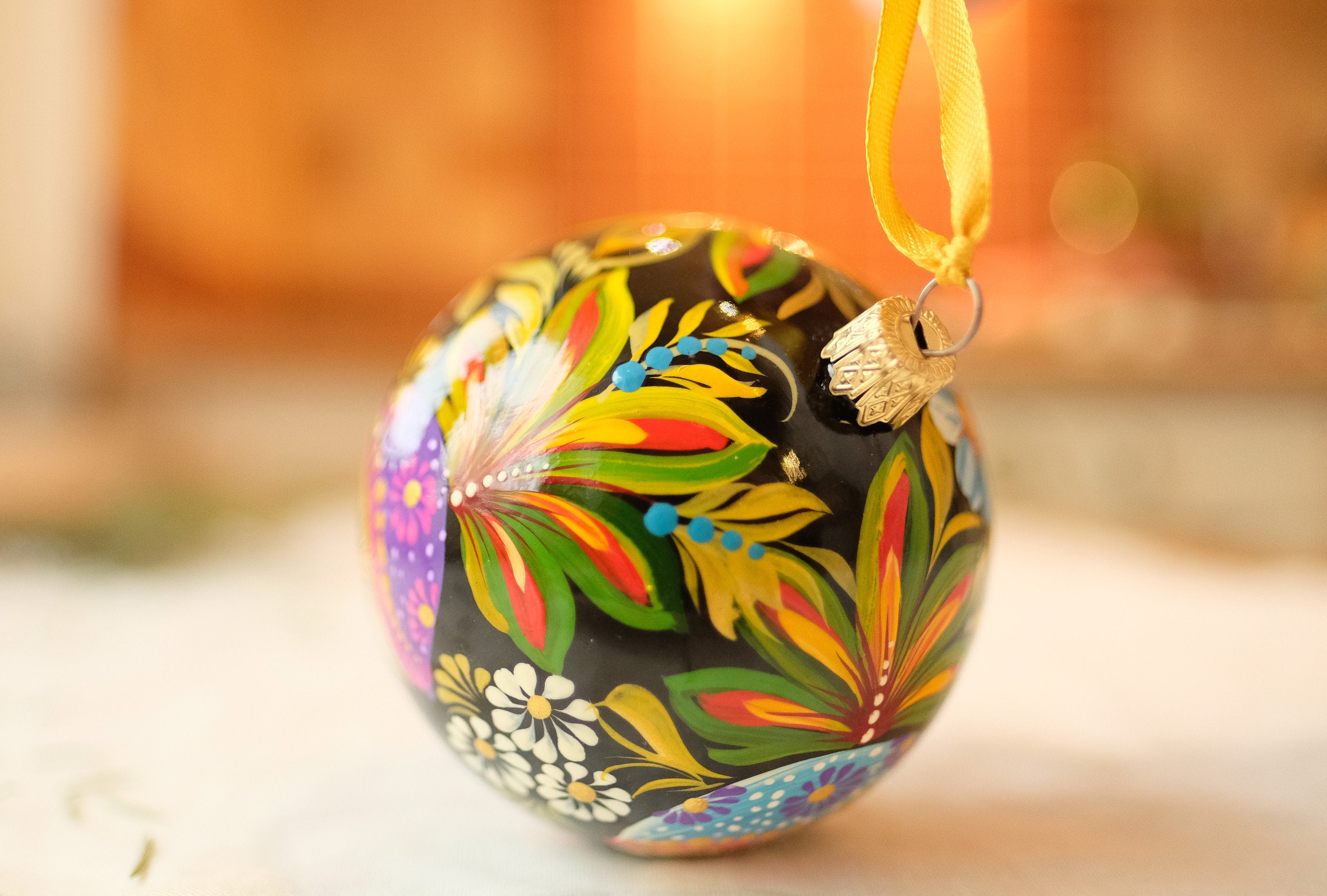 Personalized Painted Mushroom Christmas Ornament - Handmade Christmas Tree Decoration, Petrykivka Art