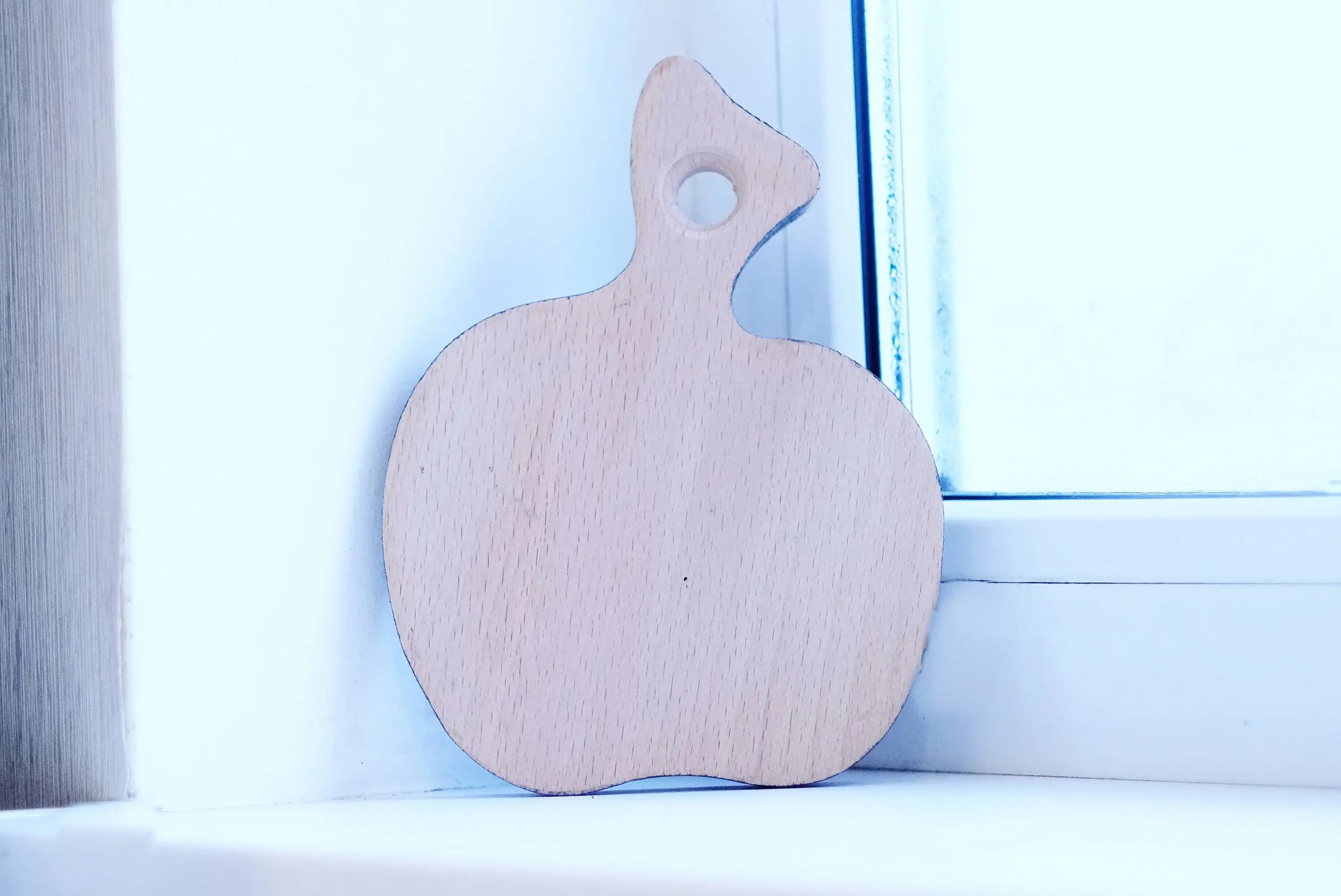 Mini Cutting Board Wooden - Functional Painted Chopping Board - Apple-shaped Orange Flower Kitchen Wall Decor, Petrykivka Art