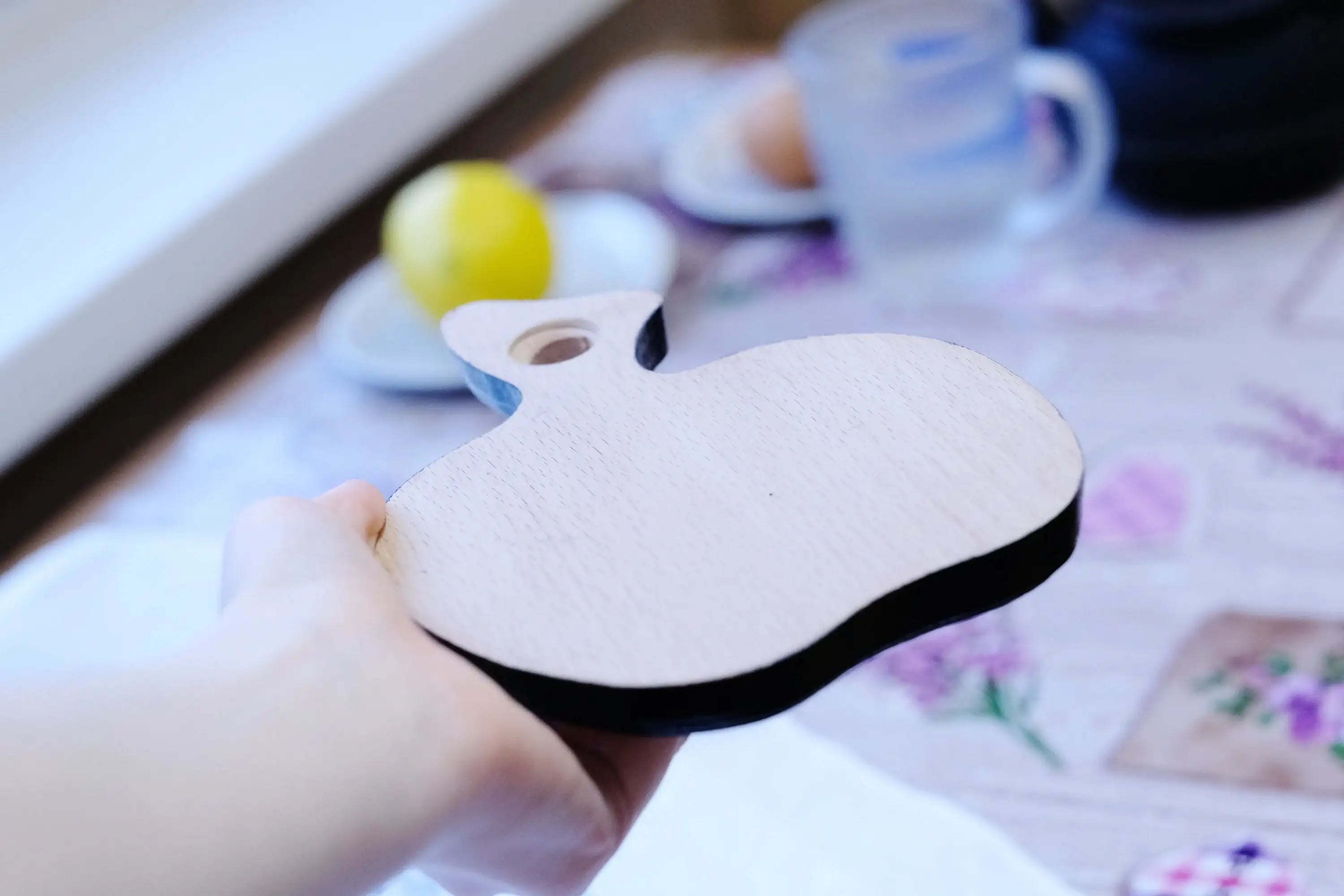 Mini Cutting Board Wooden - Functional Painted Chopping Board - Apple-shaped Orange Flower Kitchen Wall Decor, Petrykivka Art