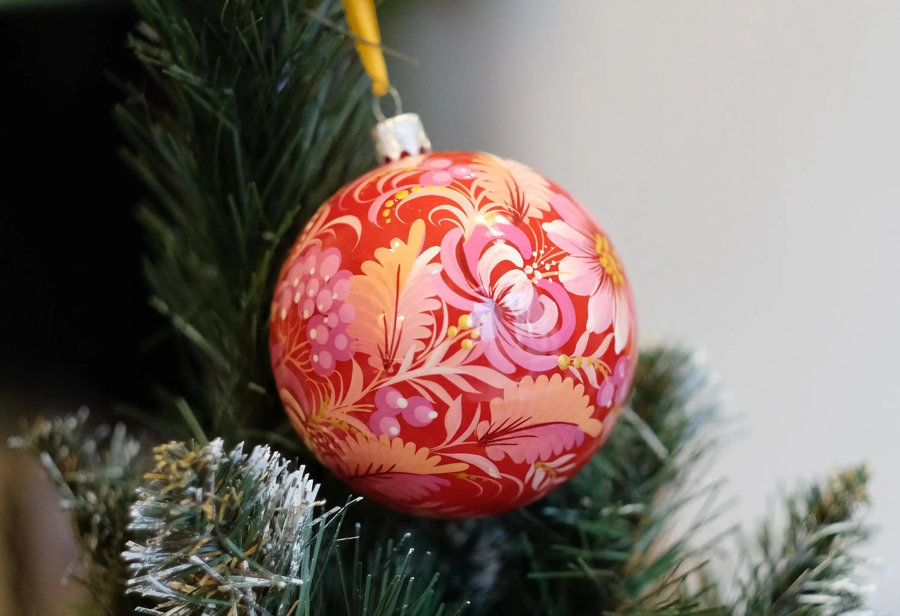 Painted Red Bird Christmas Ornament 3.14 in