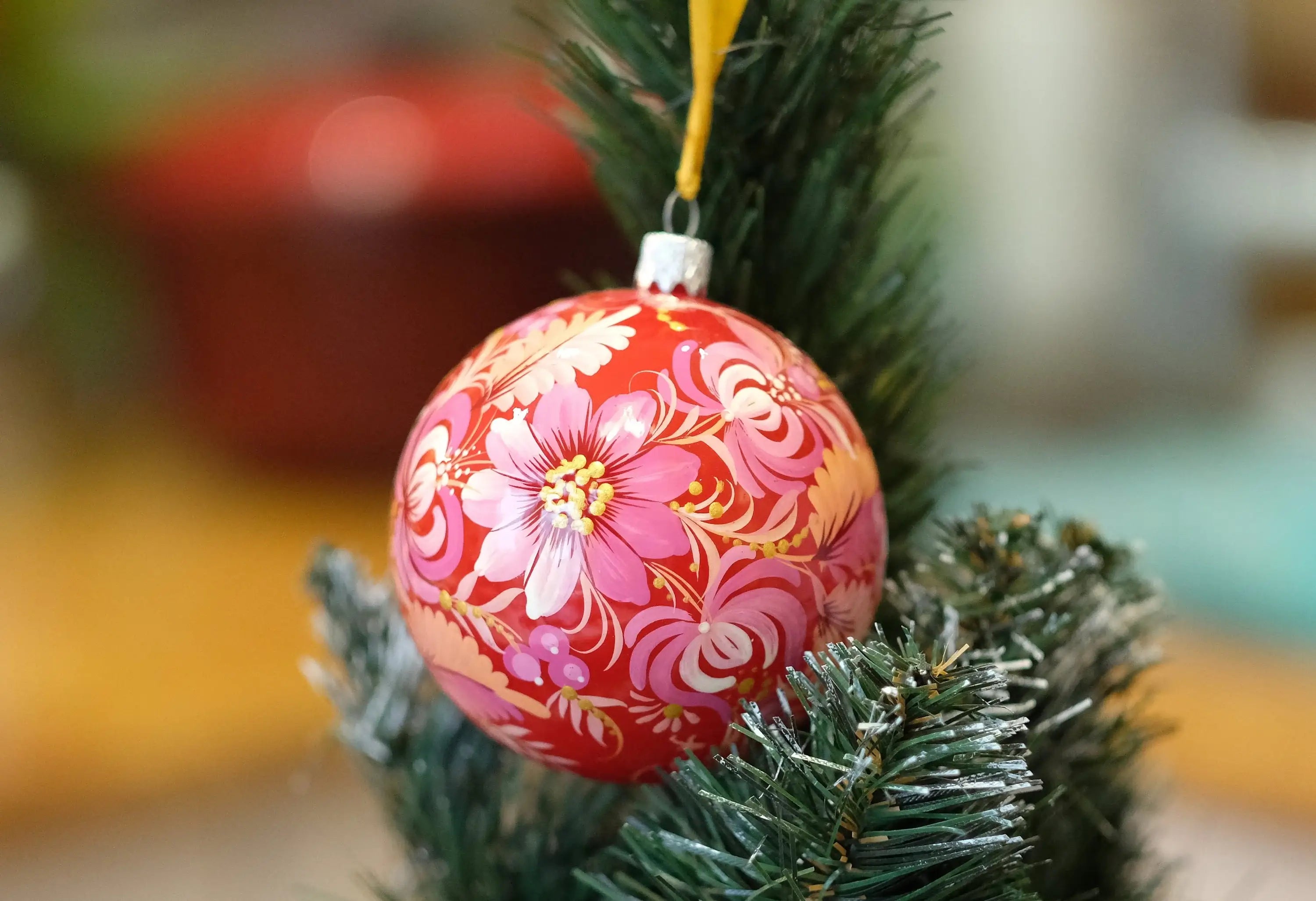 Painted Red Bird Christmas Ornament 3.14 in