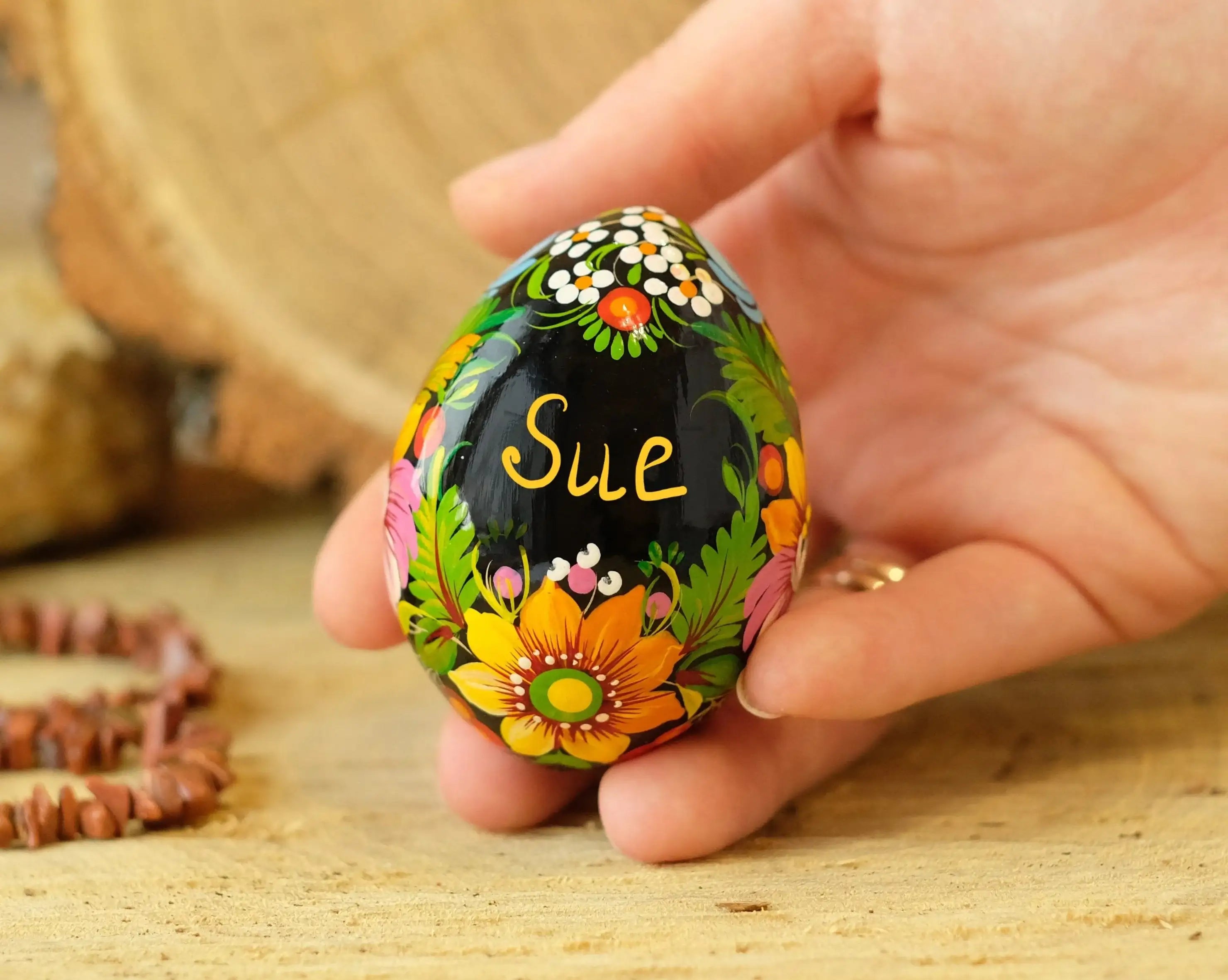 Personalized Hand-painted Wooden Ukrainian Pysanky Easter Egg