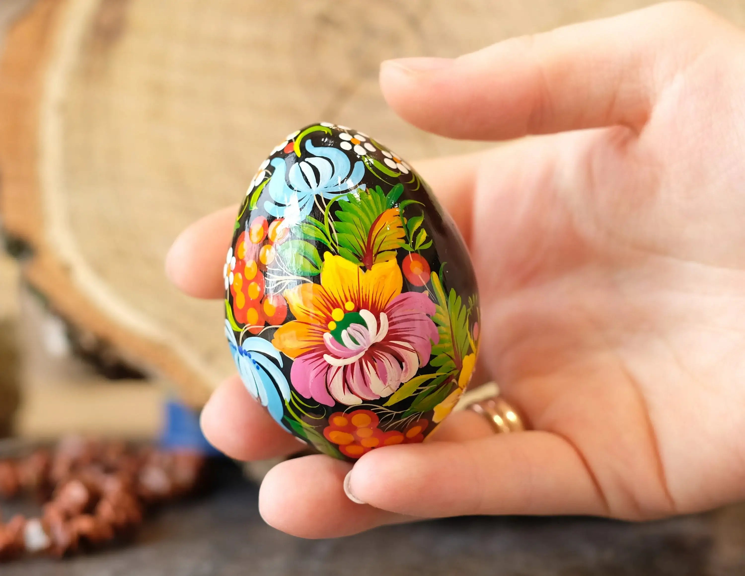 Personalized Hand-painted Wooden Ukrainian Pysanky Easter Egg