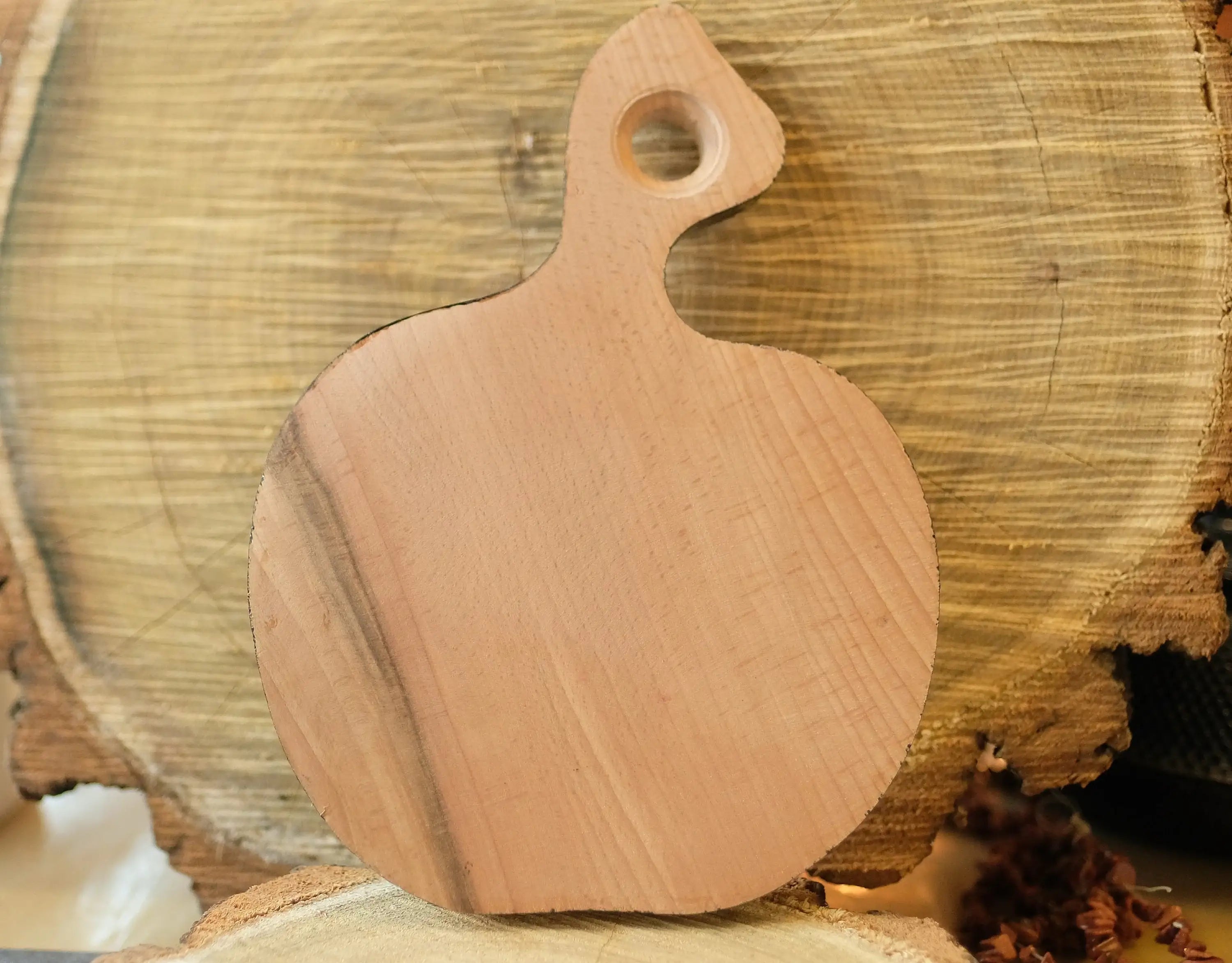 Mini Cutting Board Wooden - Functional Painted Chopping Board - Apple-shaped Blue Flower Kitchen Wall Decor, Petrykivka Art