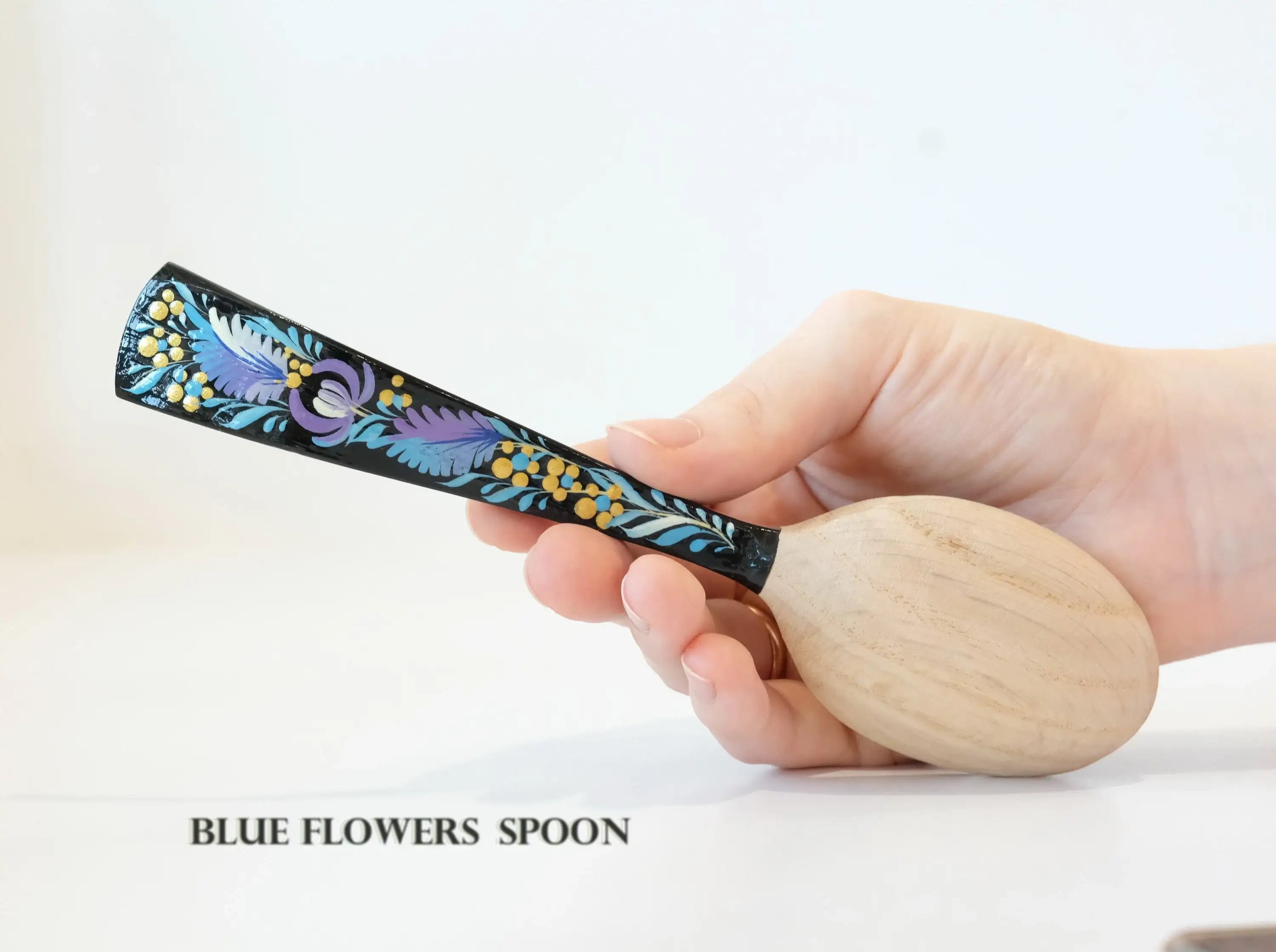 Wooden Spoon Hand-painted with Petrykivka Art, Tablespoon