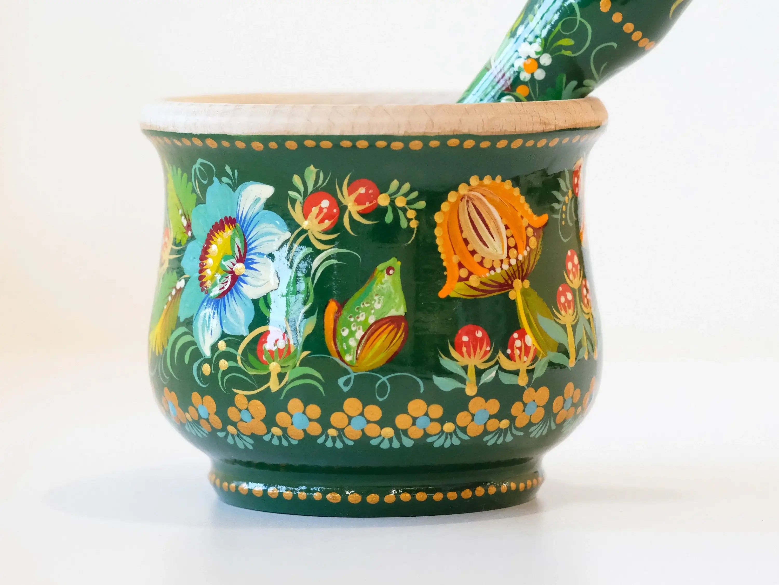 Wooden Frog Mortar and Pestle Set