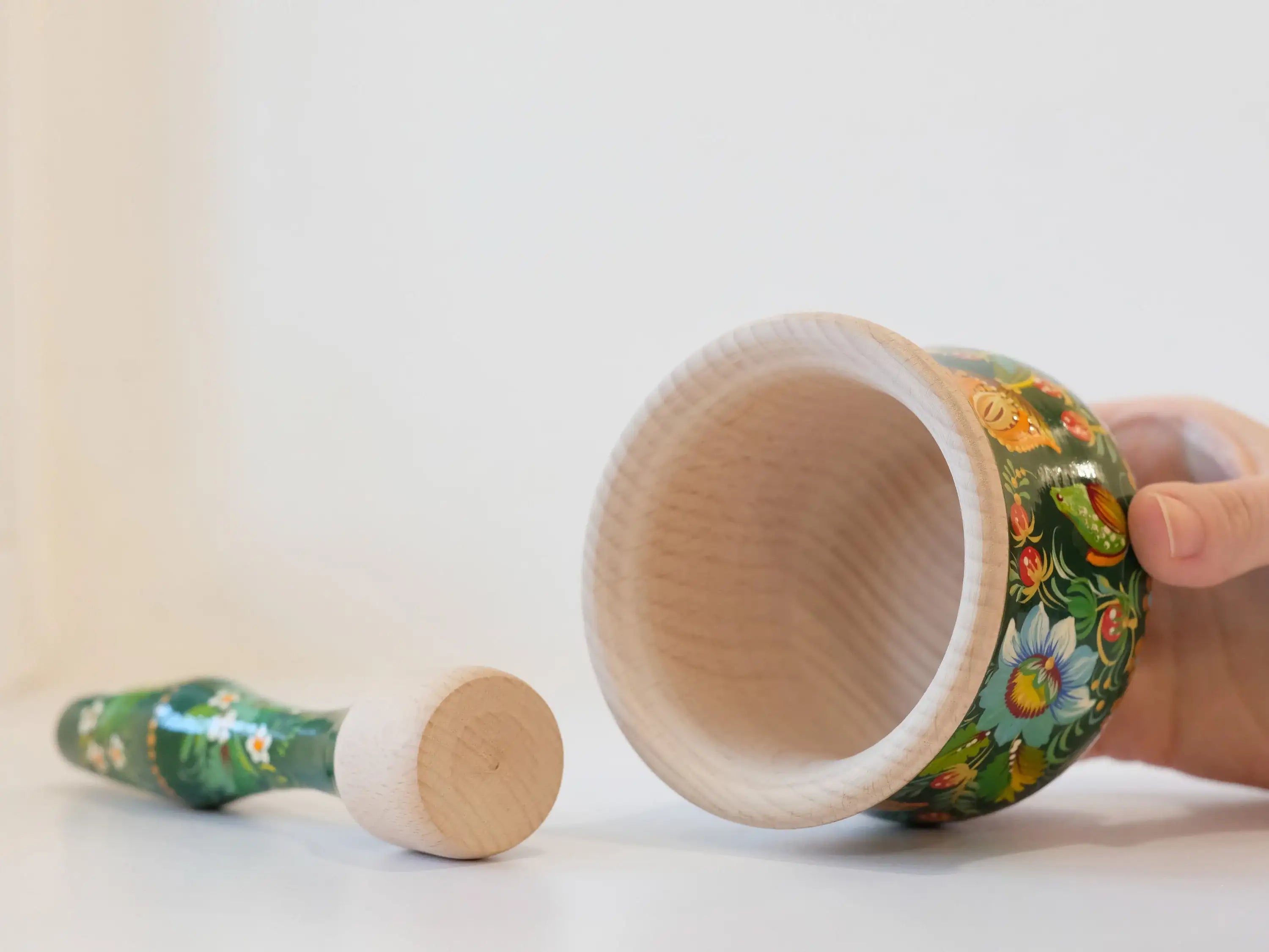 Wooden Frog Mortar and Pestle Set