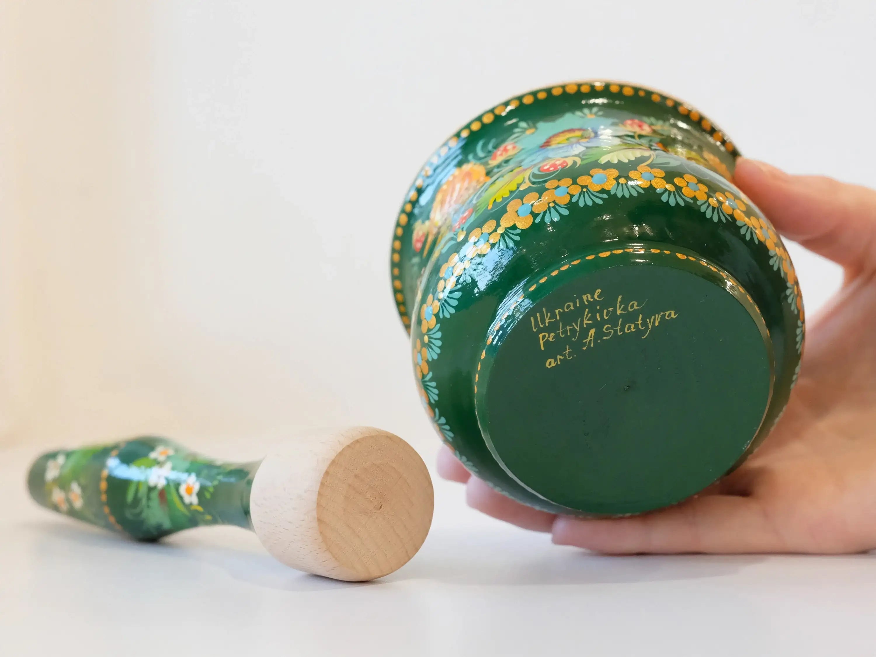 Wooden Frog Mortar and Pestle Set