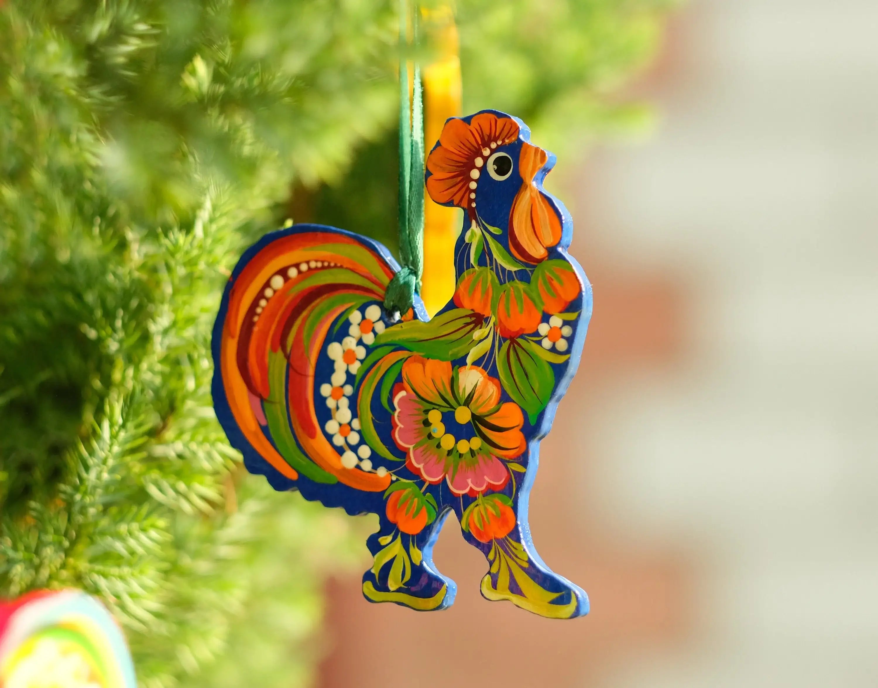 Rooster Easter Ornament Painted on Wood