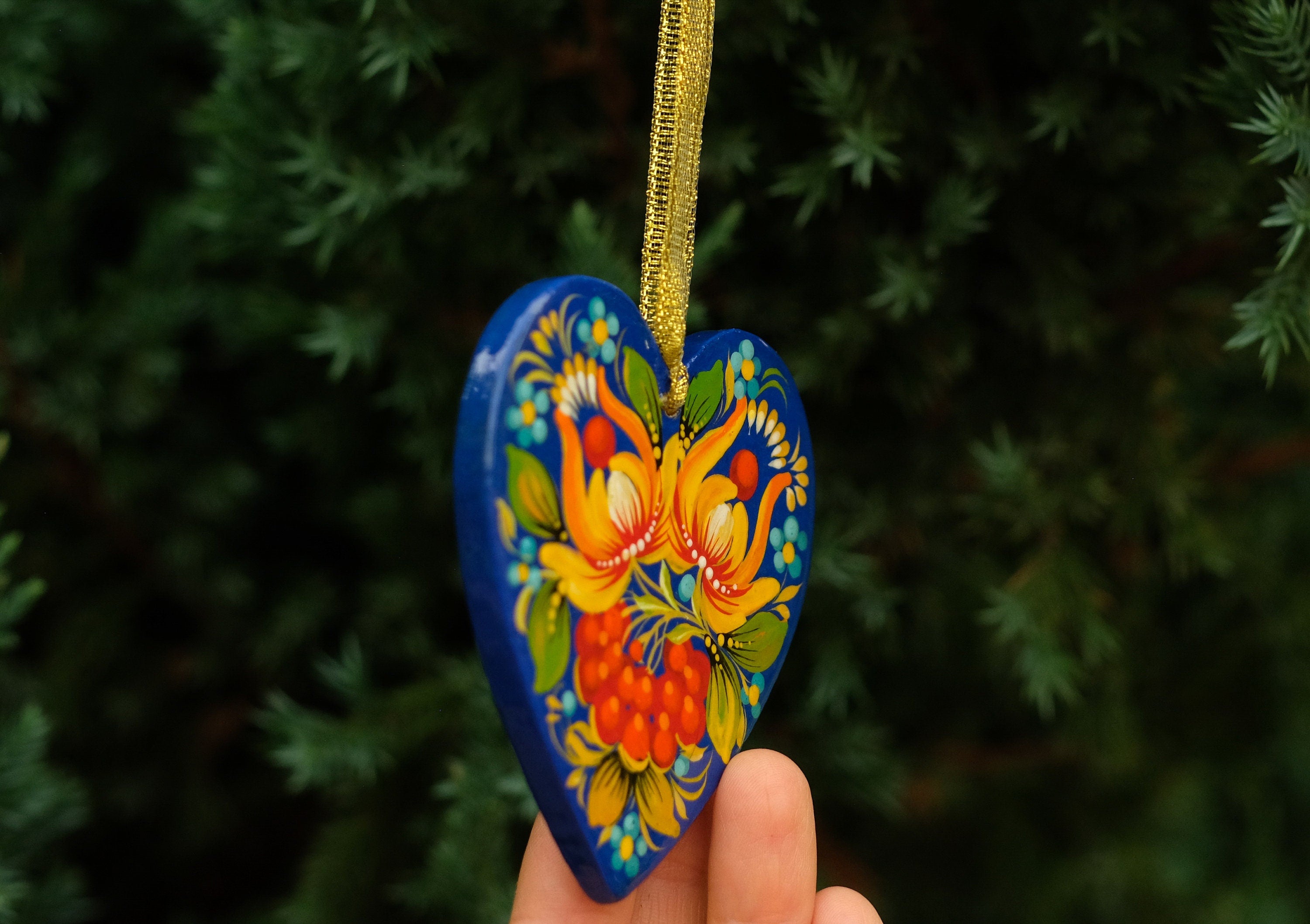 Wooden Heart Christmas ornament Handmade