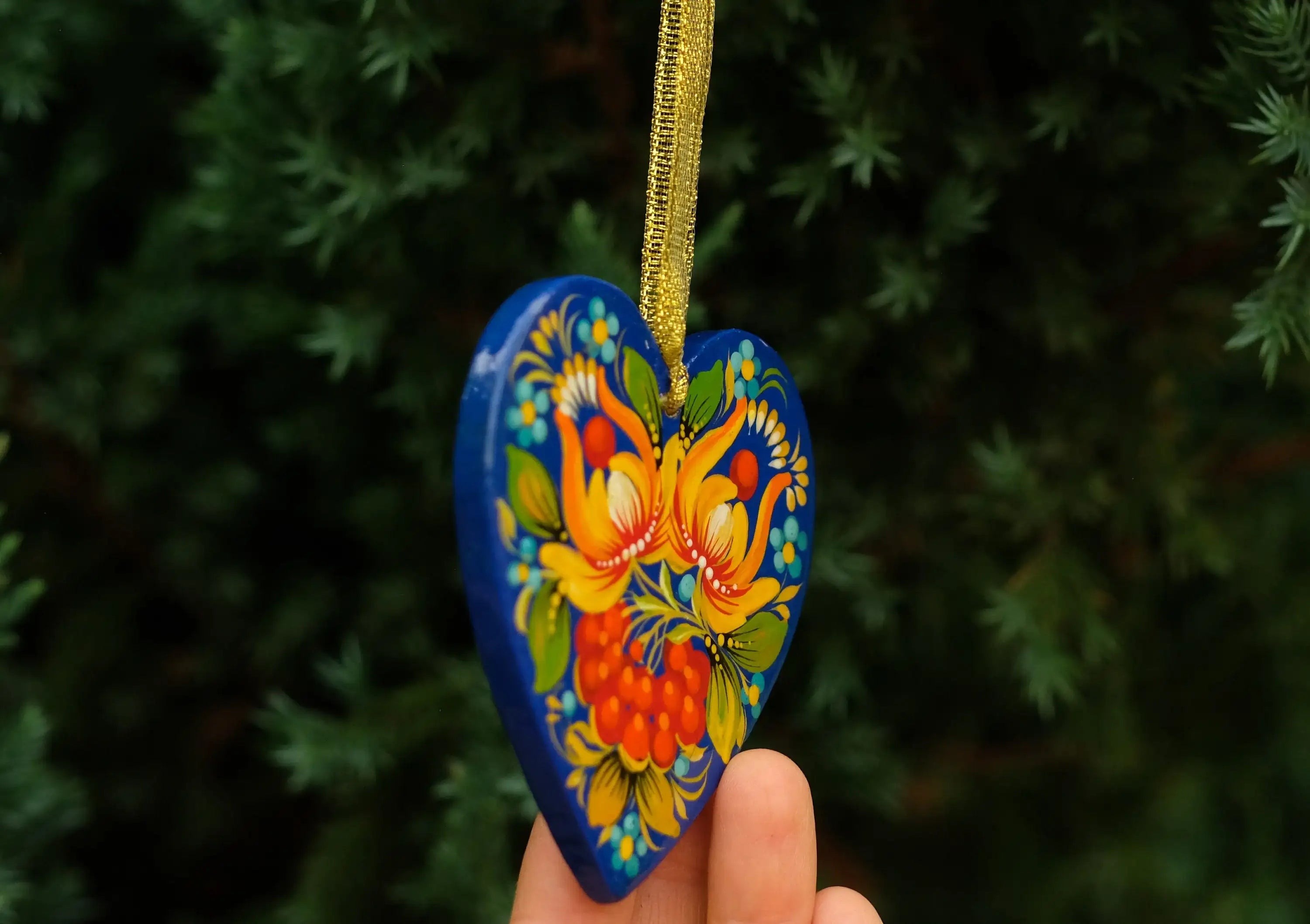 Wooden Heart Christmas ornament Handmade