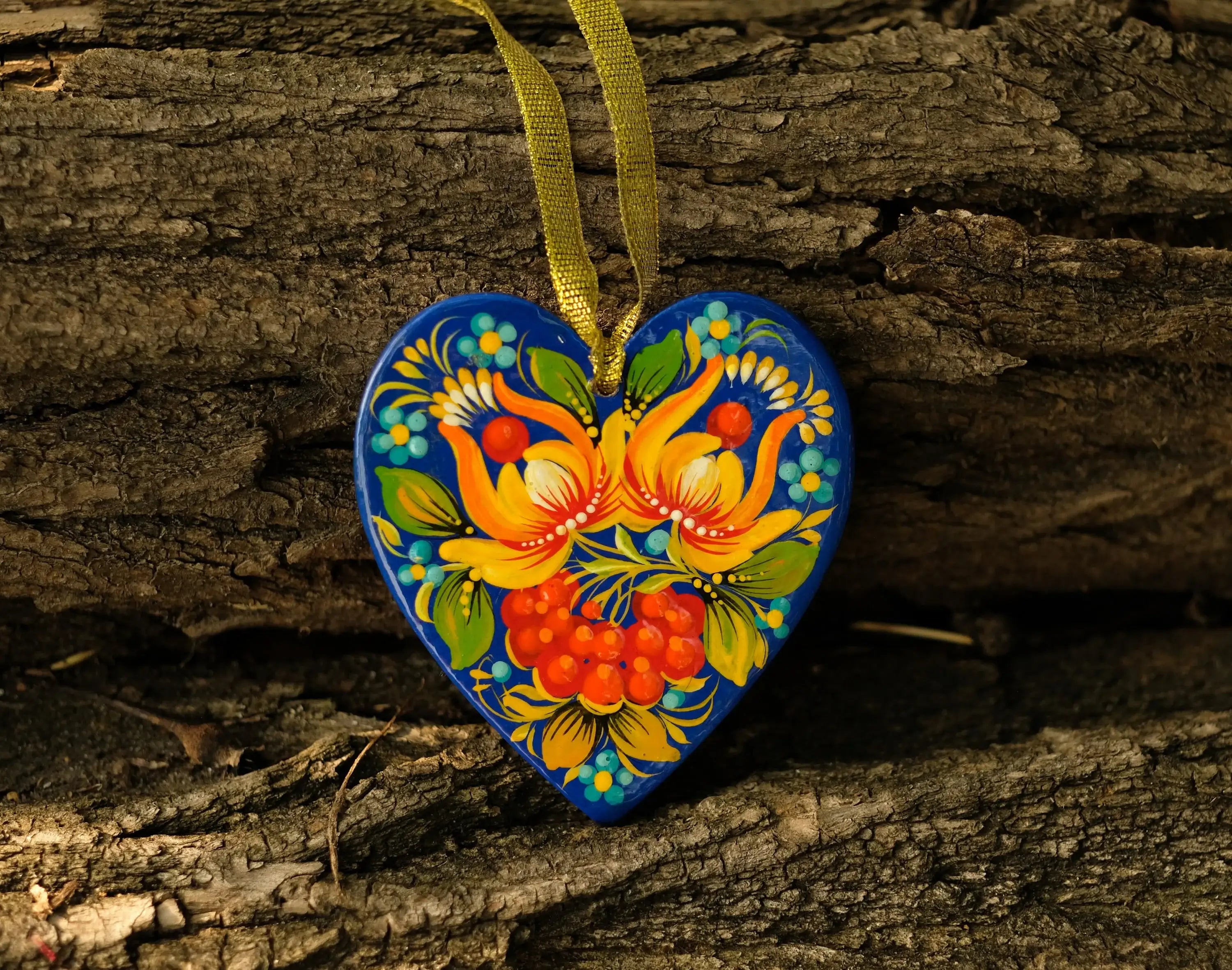 Wooden Heart Christmas ornament Handmade