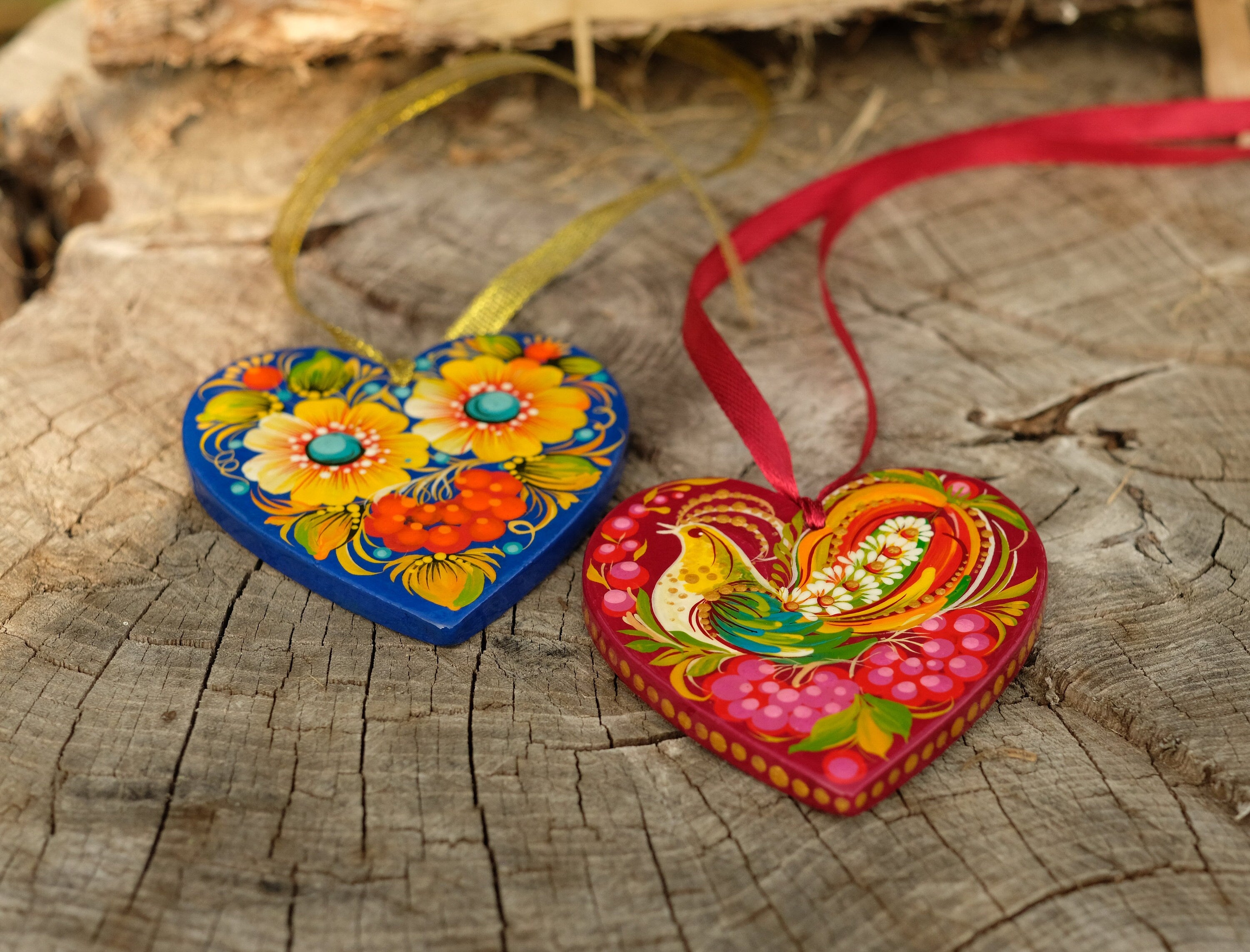 Wooden Heart Christmas ornament Handmade