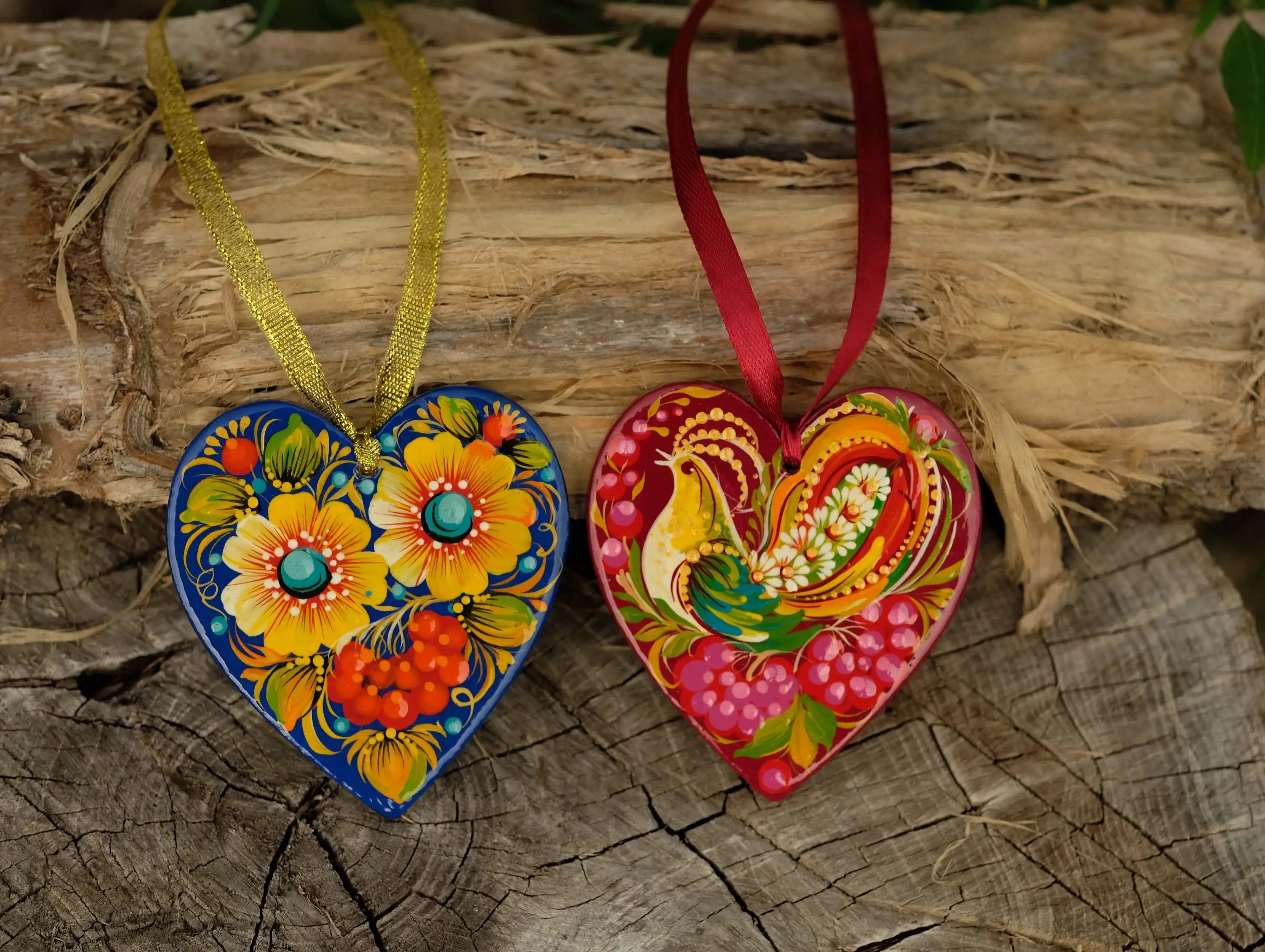 Wooden Heart Christmas ornament Handmade