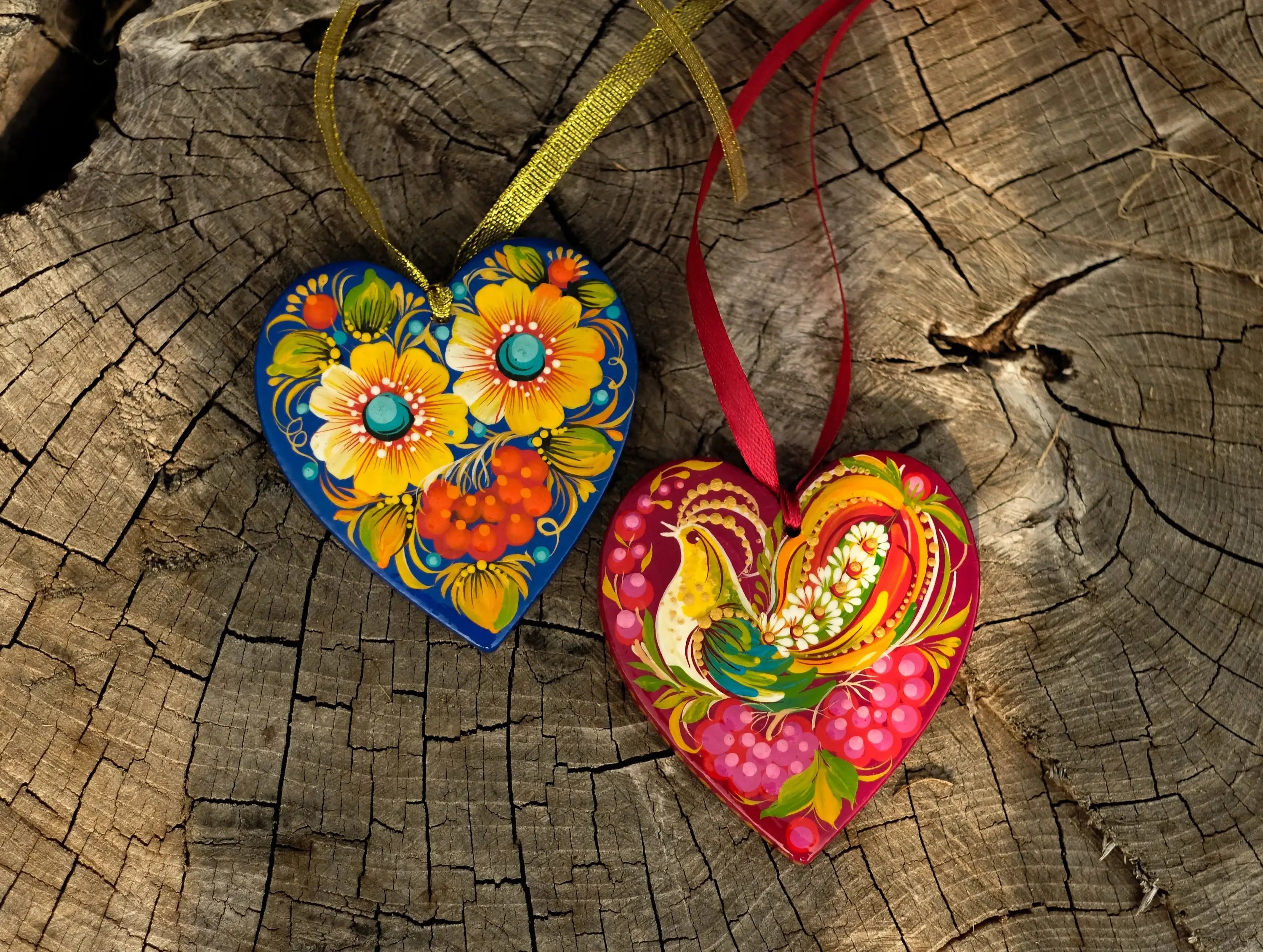 Wooden Heart Christmas ornament Handmade