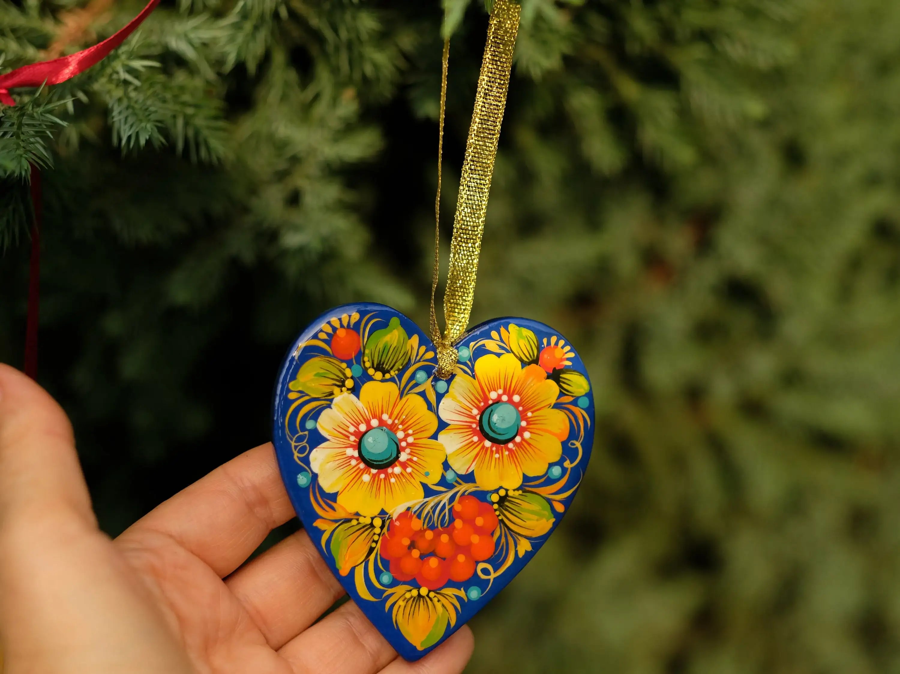 Wooden Heart Christmas ornament Handmade