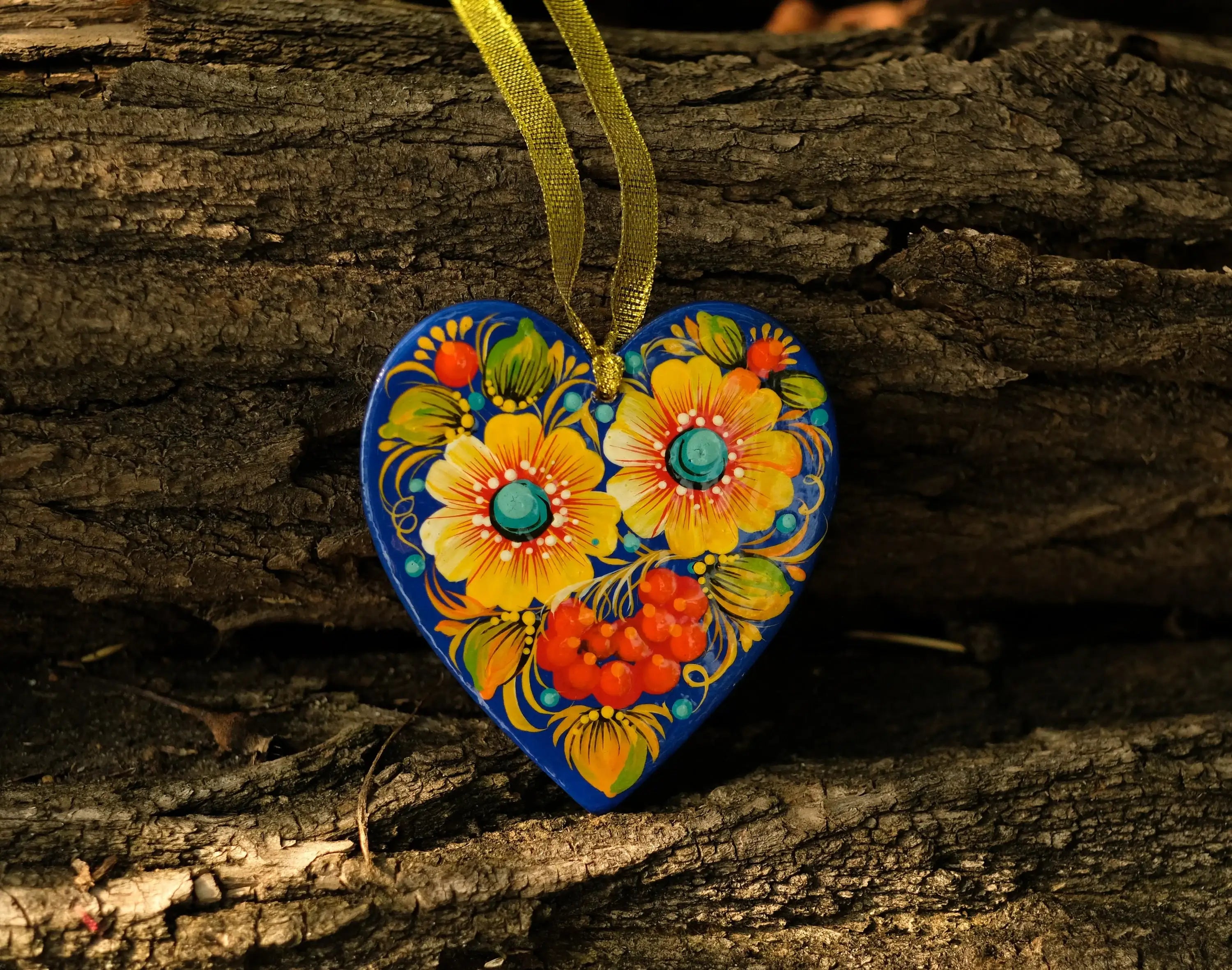 Wooden Heart Christmas ornament Handmade