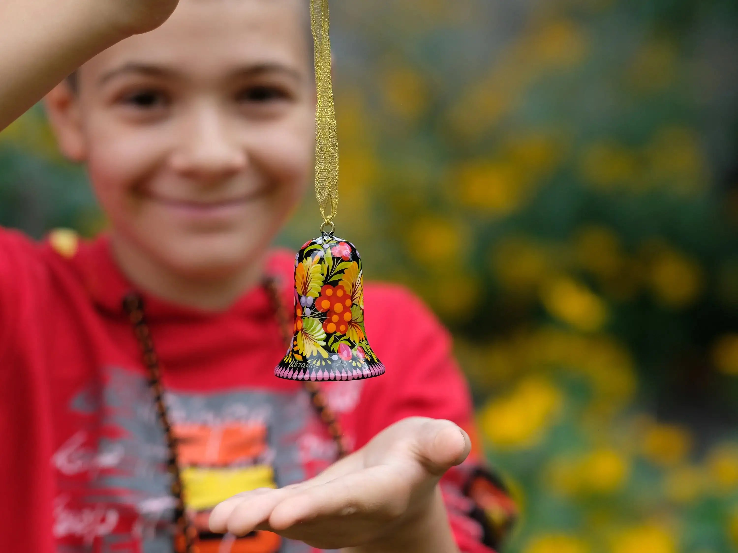 Wooden Sunflower Easter Ornament Hand-Painted with Petrykivka Art