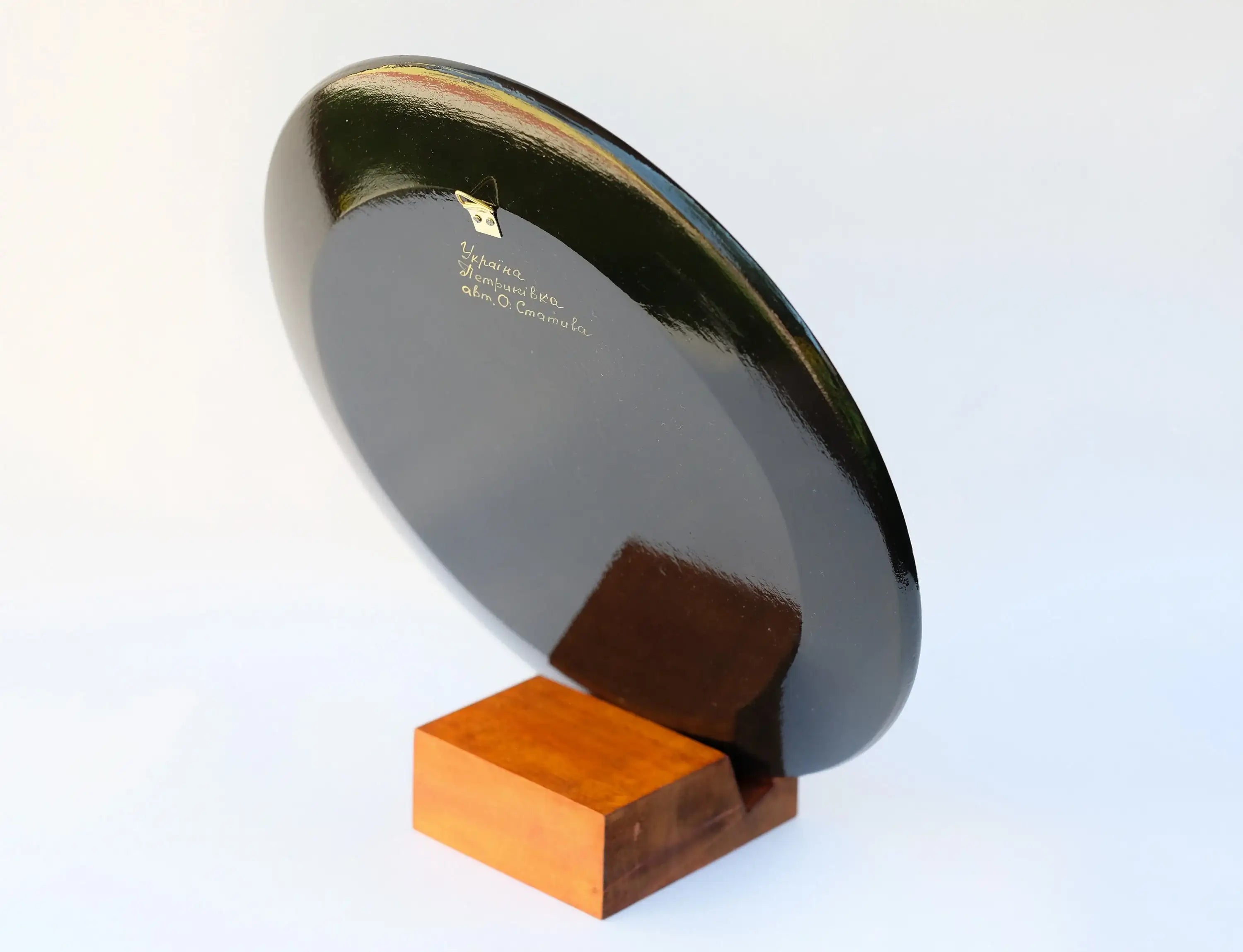 Decorative wooden plate 11.8 in - Hand-painted Ukrainian Wall Plate, Fairy Bird Plate Painted with Petrykivka Painting