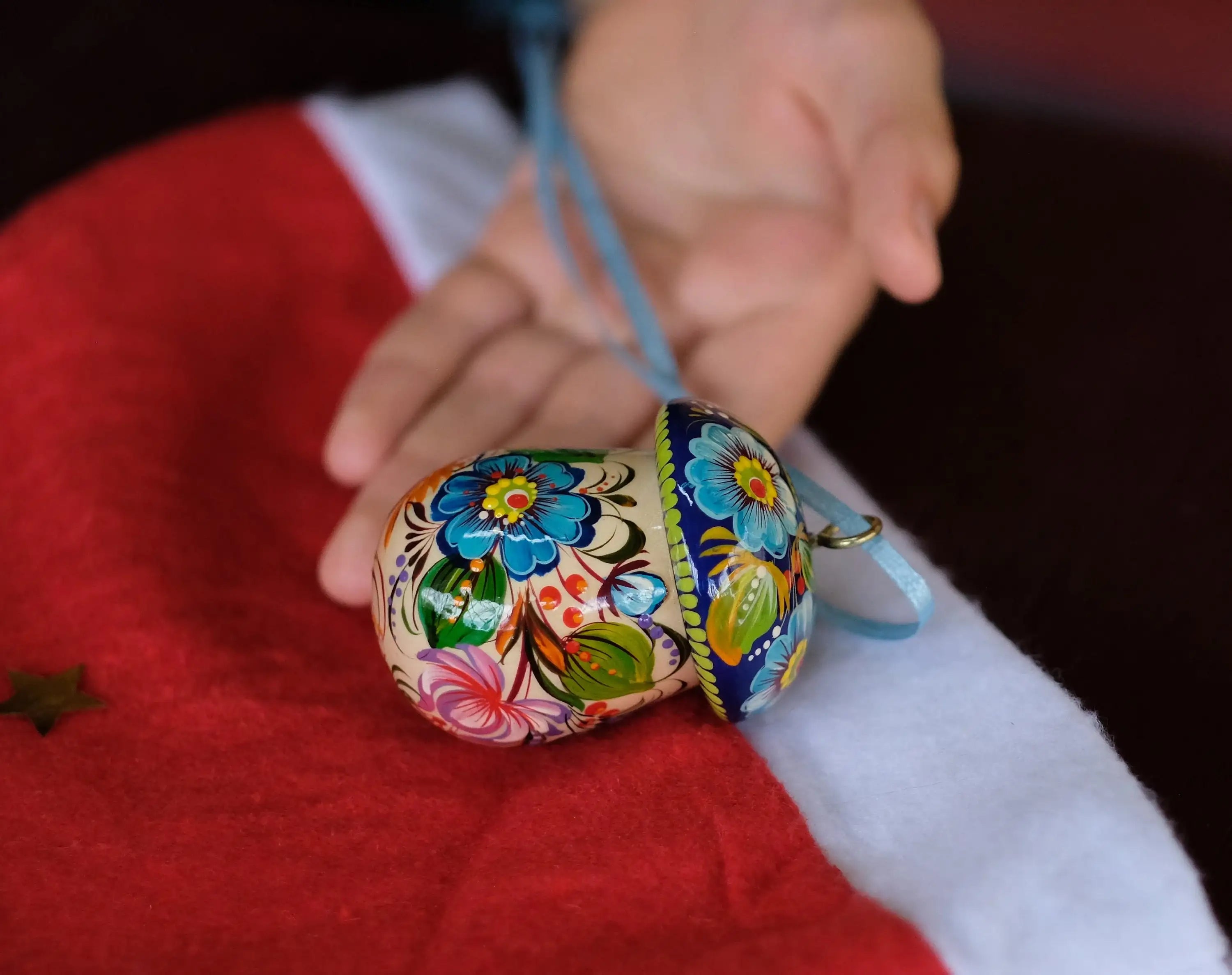 Openable Mushroom Christmas ornament Wooden & Hand-painted