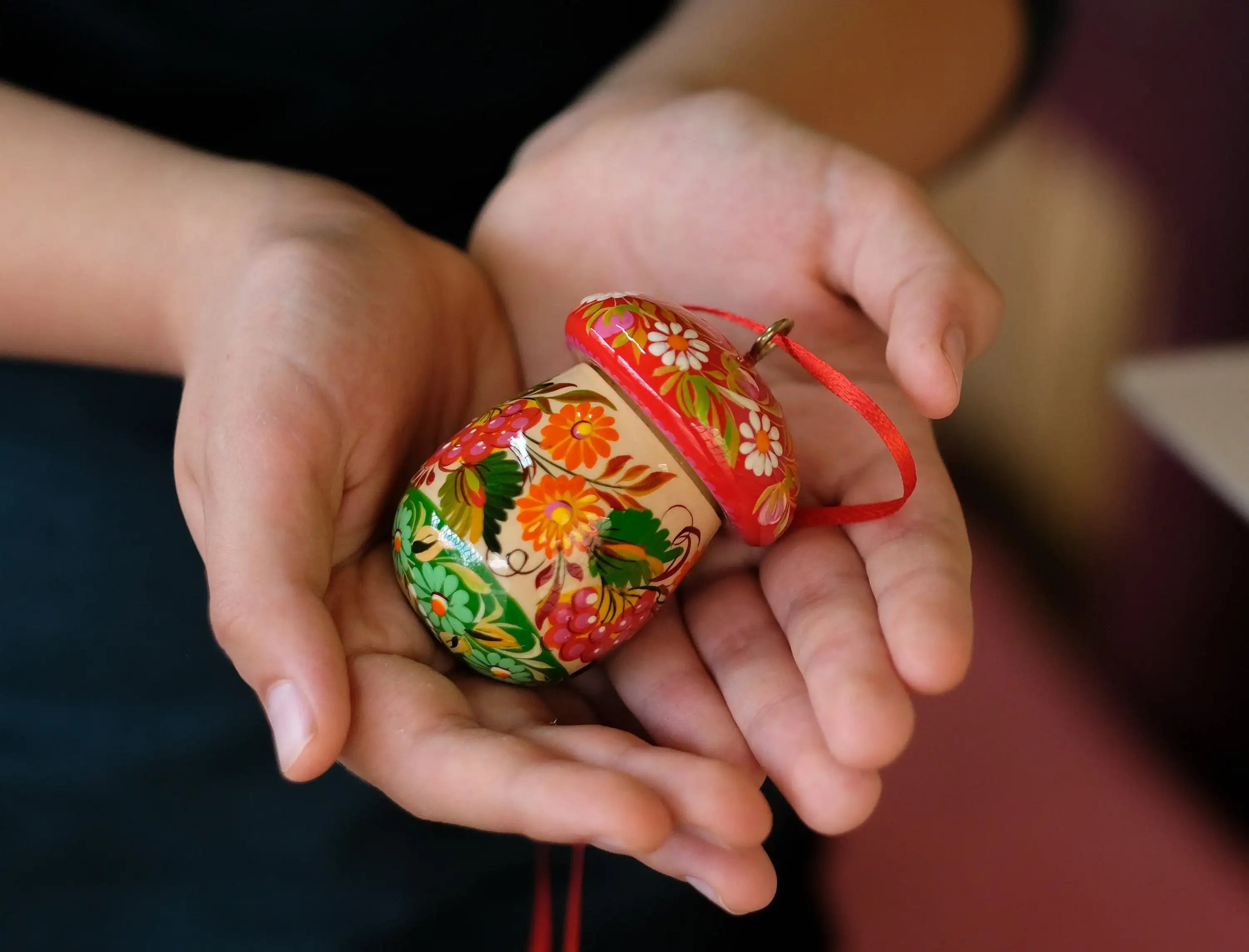 Openable Mushroom Christmas ornament Wooden & Hand-painted