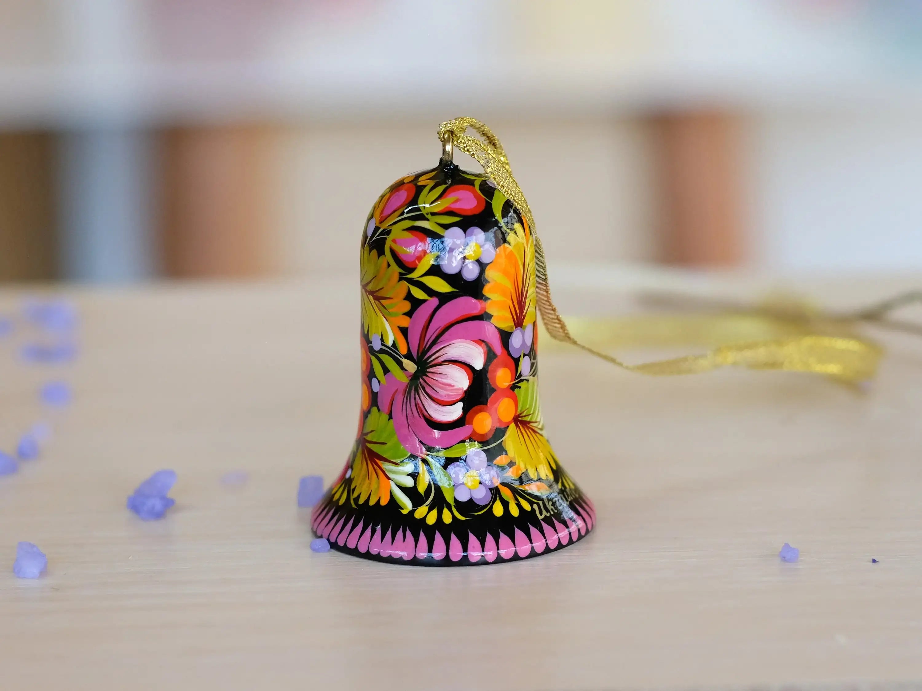 Wooden Sunflower Easter Ornament Hand-Painted with Petrykivka Art