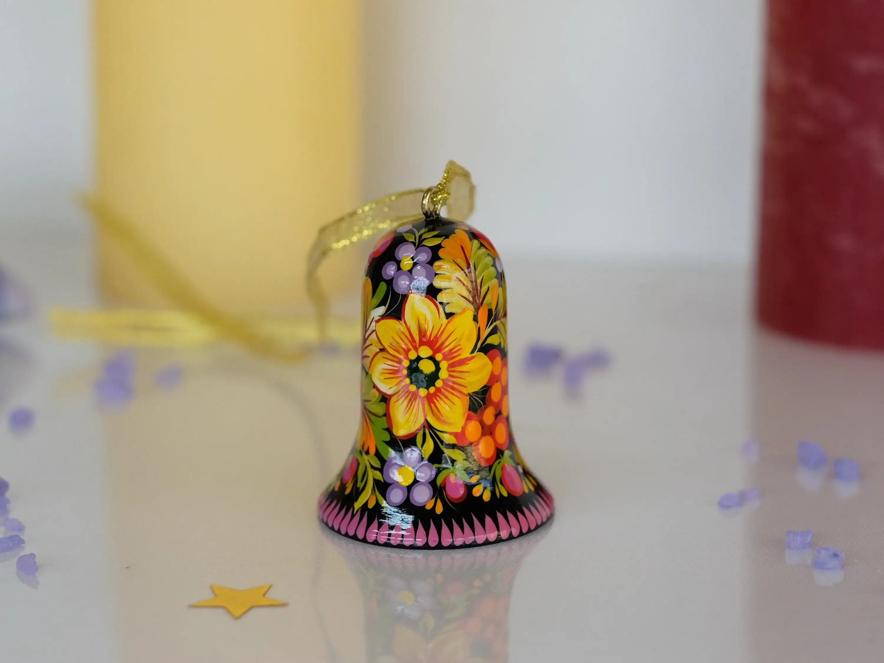 Wooden Sunflower Easter Ornament Hand-Painted with Petrykivka Art