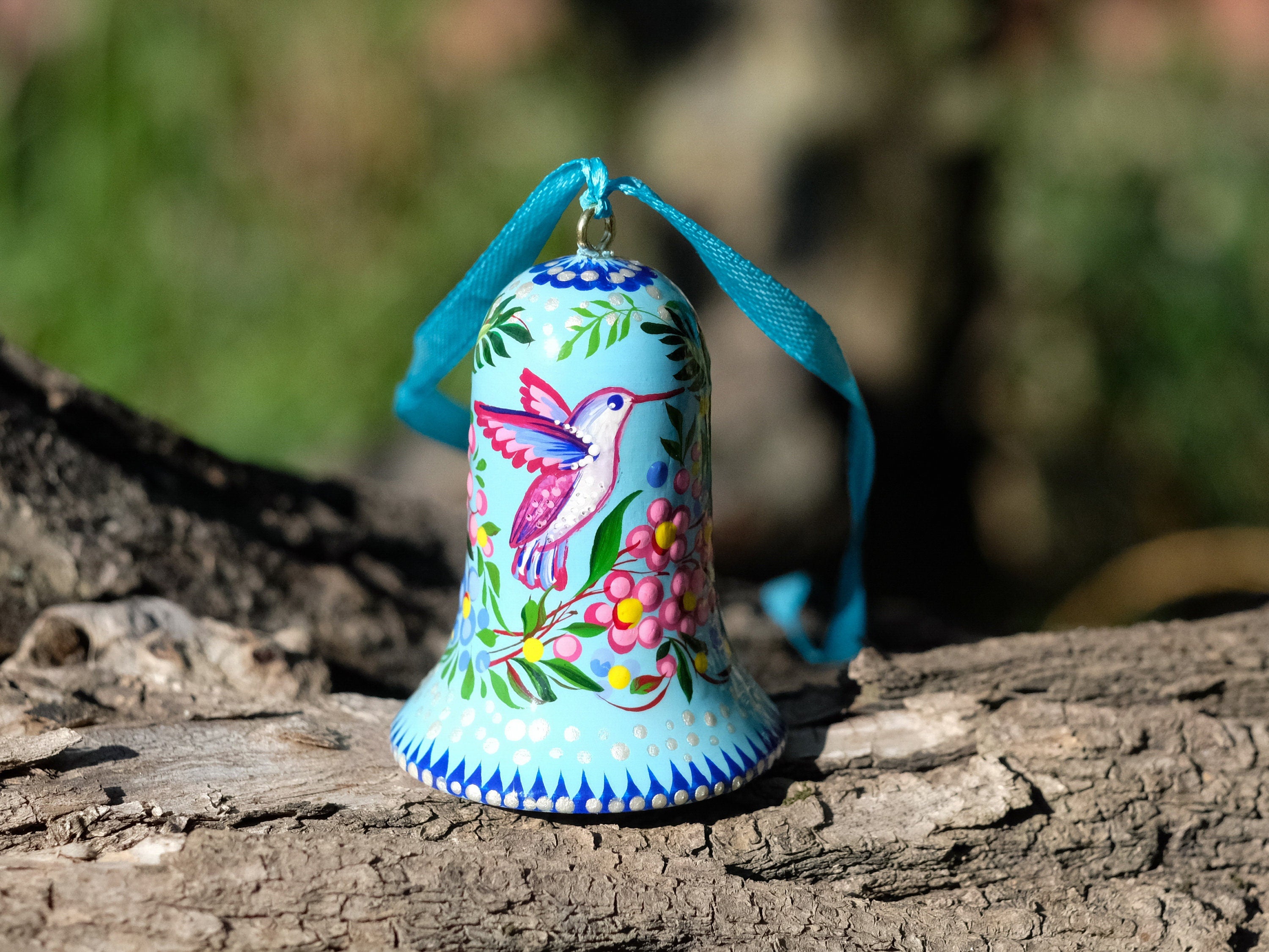 Hummingbird Wooden Bell ornaments Hand-painted