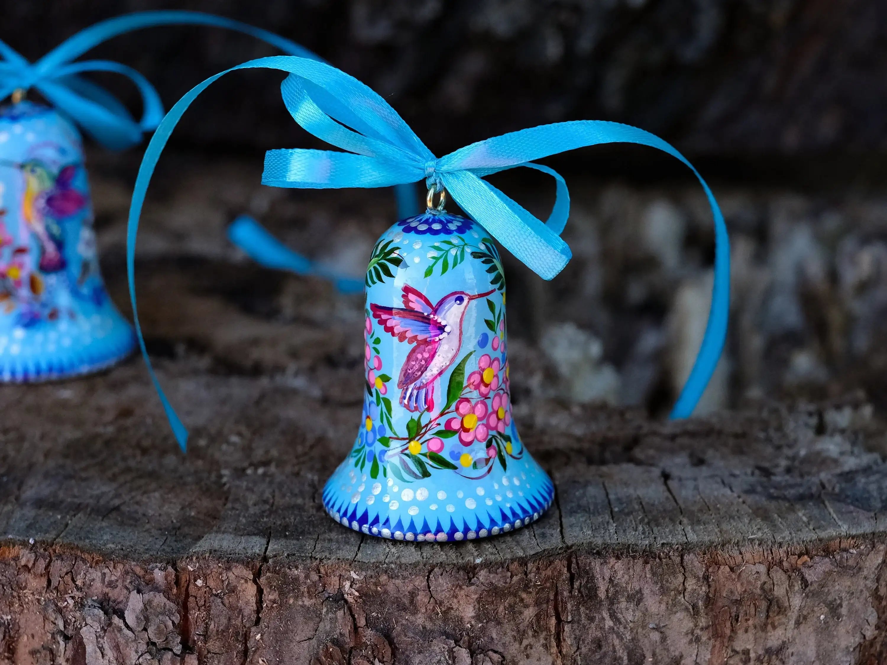 Hummingbird Wooden Bell ornaments Hand-painted