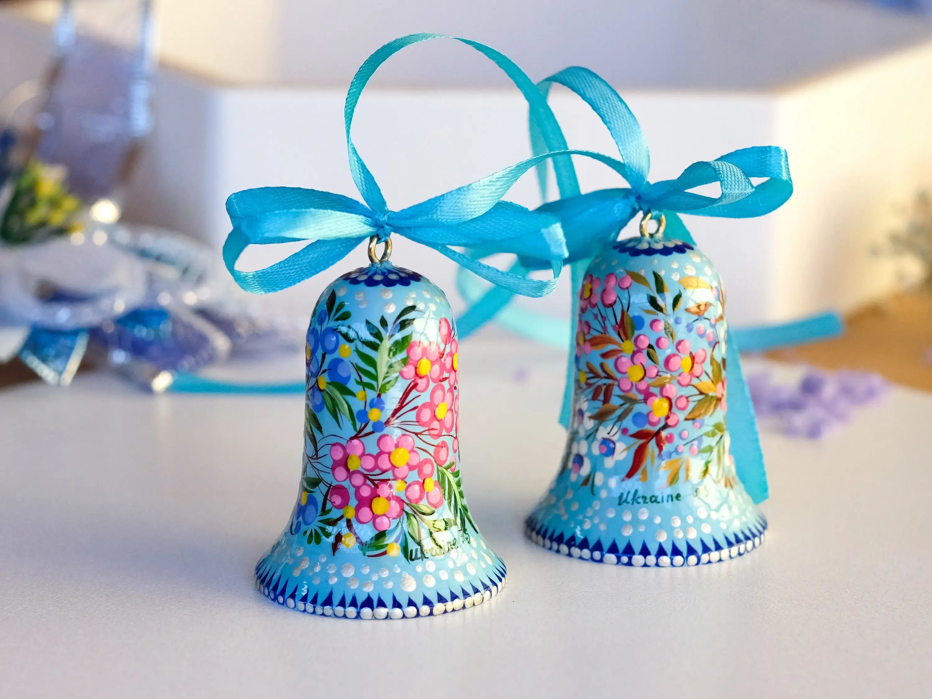 Painted Wooden Hummingbird Easter Bell Ornament